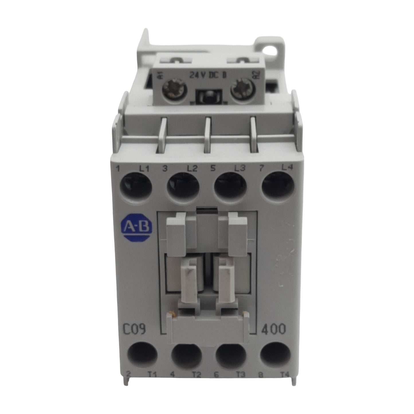 Used Allen Bradley 100-C09DEJ400A Contactor, 4-Pole 4N.O, 3PH, 32A 600VAC, 24VDC Coil