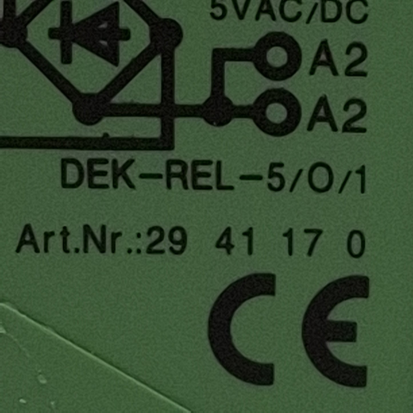 Used Phoenix Contact DEK-REL-5/O/1 2941170 Relay Module 1NO, 5VAC/DC, 6.2mm, DIN Rail
