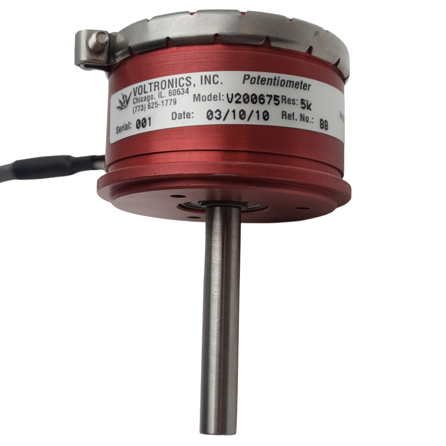 Used Voltronics V200675 Precision Potentiometer ø1/4in Shaft, 1-1/2in Length, 5k Ohms