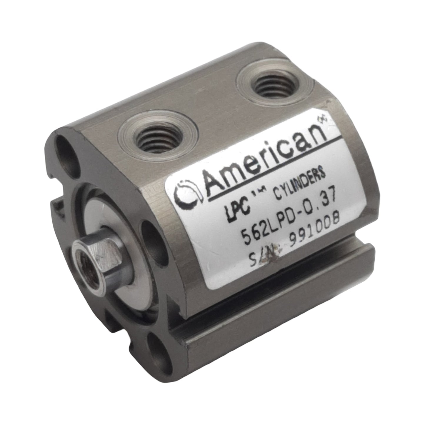 Used American 562LPD-0.37 Pneumatic Cylinder, 9/16in Bore, 0.37in Stroke, #10-32