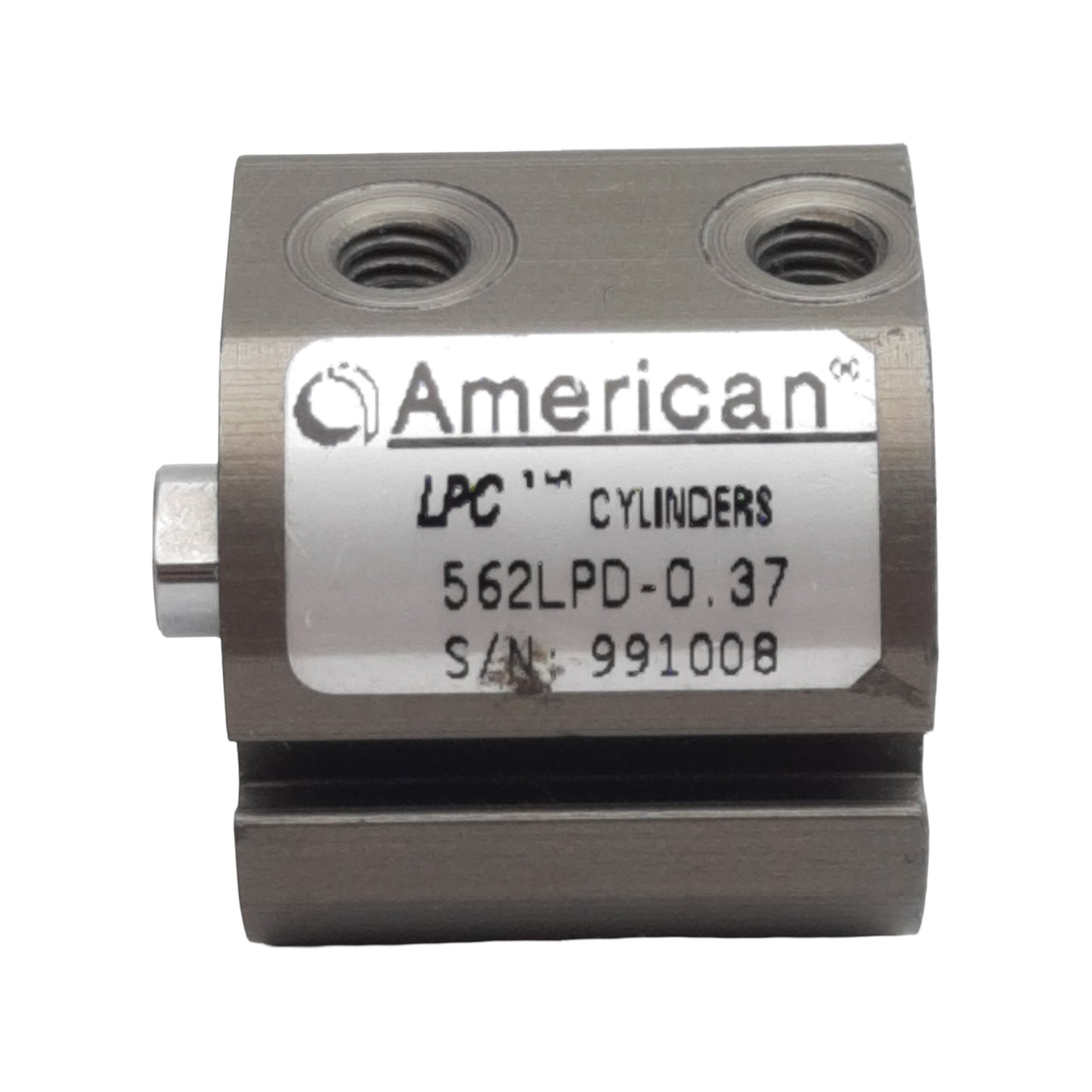 Used American 562LPD-0.37 Pneumatic Cylinder, 9/16in Bore, 0.37in Stroke, #10-32