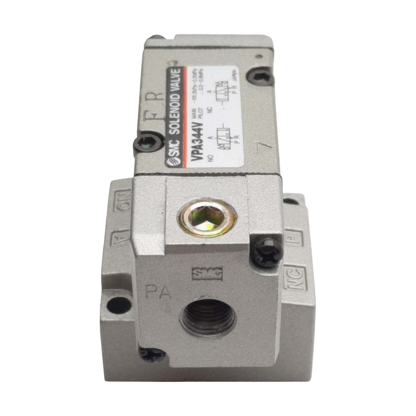 Used SMC VPA344V-1-01A Vacuum Air Valve, 3-Way N.C., -101.2kPa~0.2MPa, 1/8in Rc
