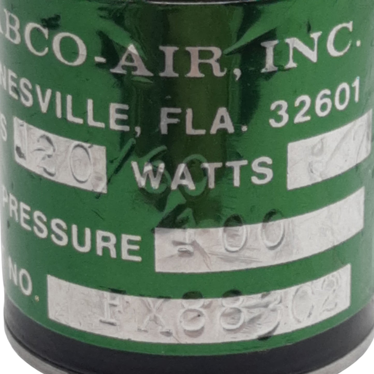 Used Fabco-Air FX88302 Solenoid Valve, 1/8in NPT, 100psi Max, 7W, 120VAC Coil