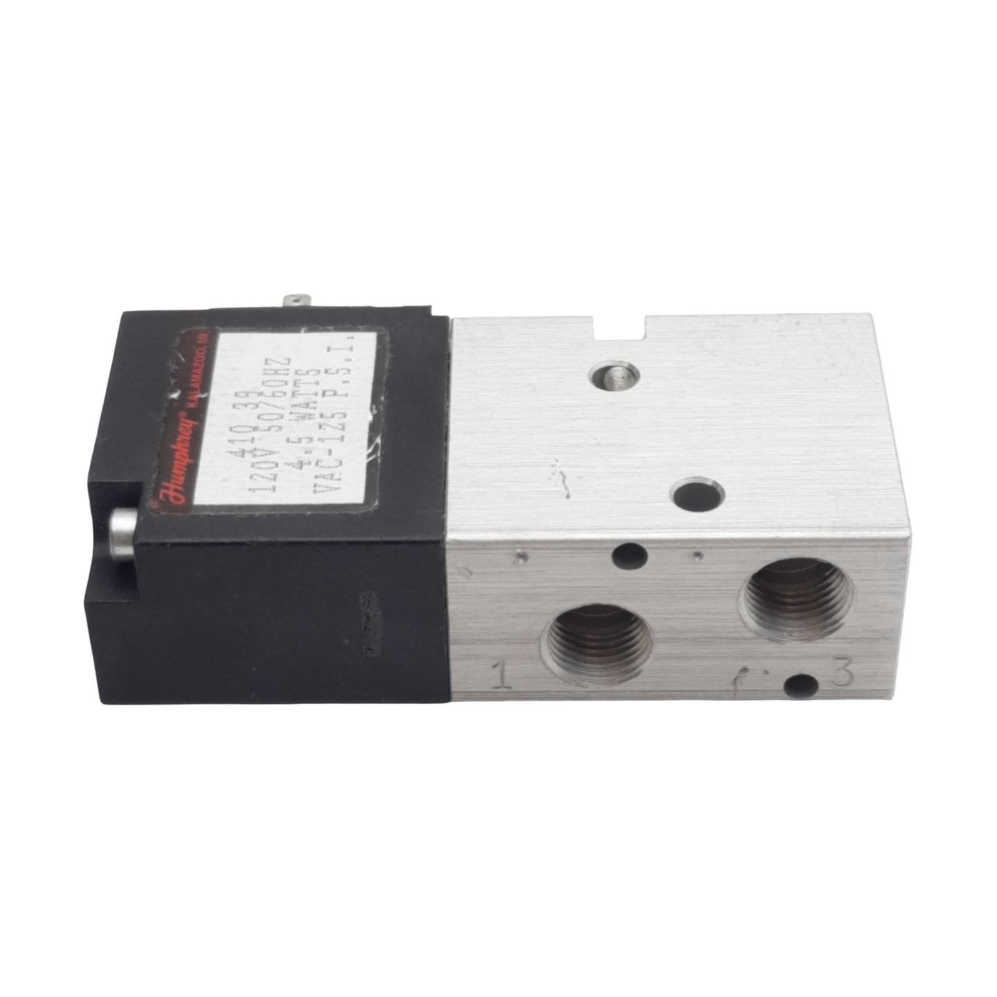 Used Humphrey 410-39-120V Solenoid Valve, 4-Way, 1/8in NPTF, 125psi, 4.5W 120VAC Coil
