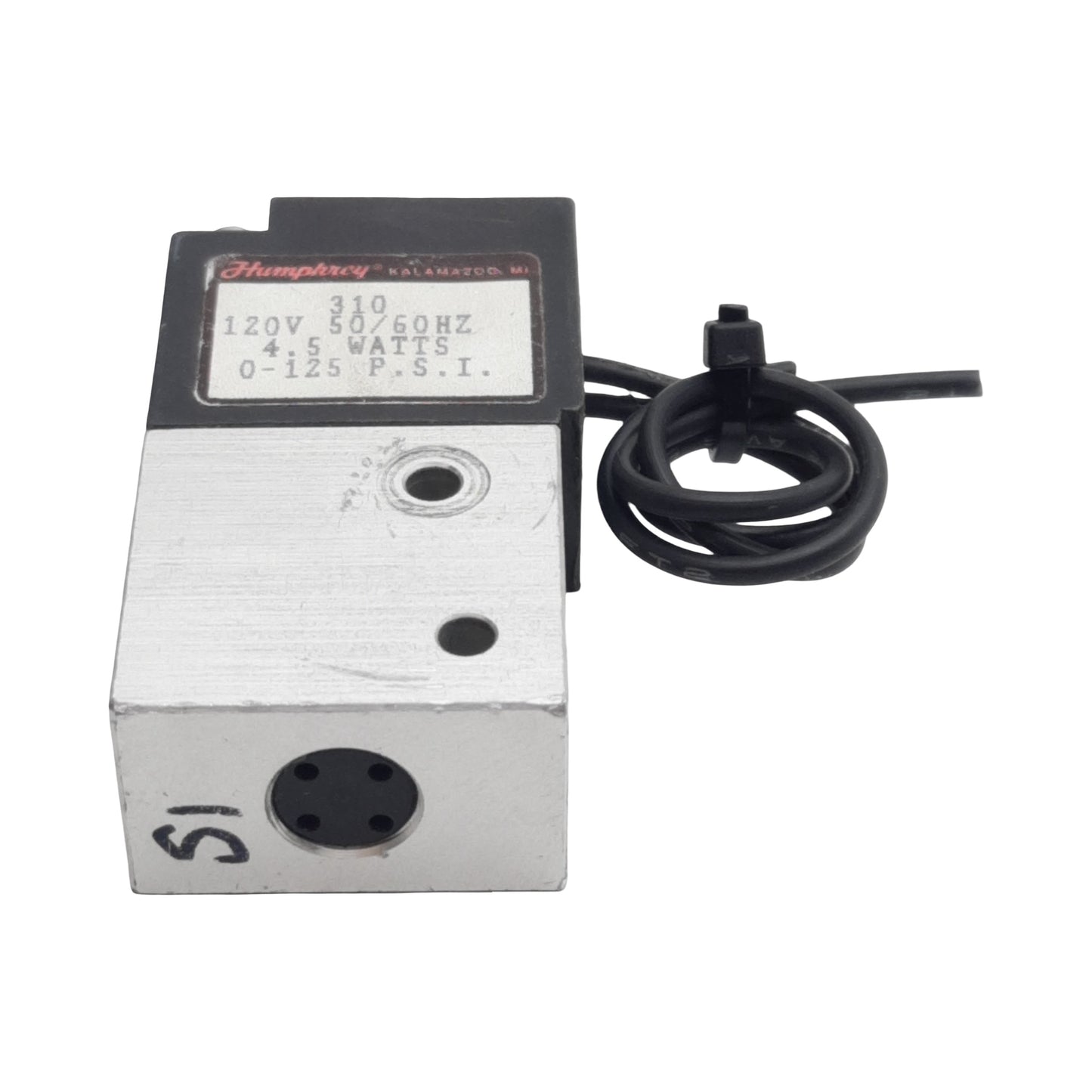 Used Humphrey 3101205060 Solenoid Valve, 3/2-Way, 1/8" NPSF, 125psi, 4.5W 120VAC Coil