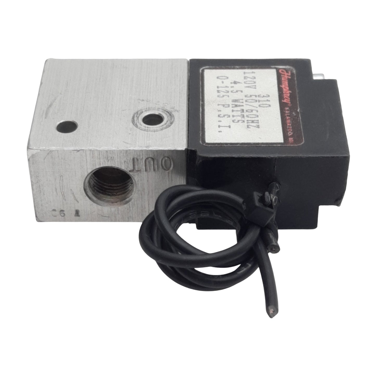 Used Humphrey 3101205060 Solenoid Valve, 3/2-Way, 1/8" NPSF, 125psi, 4.5W 120VAC Coil