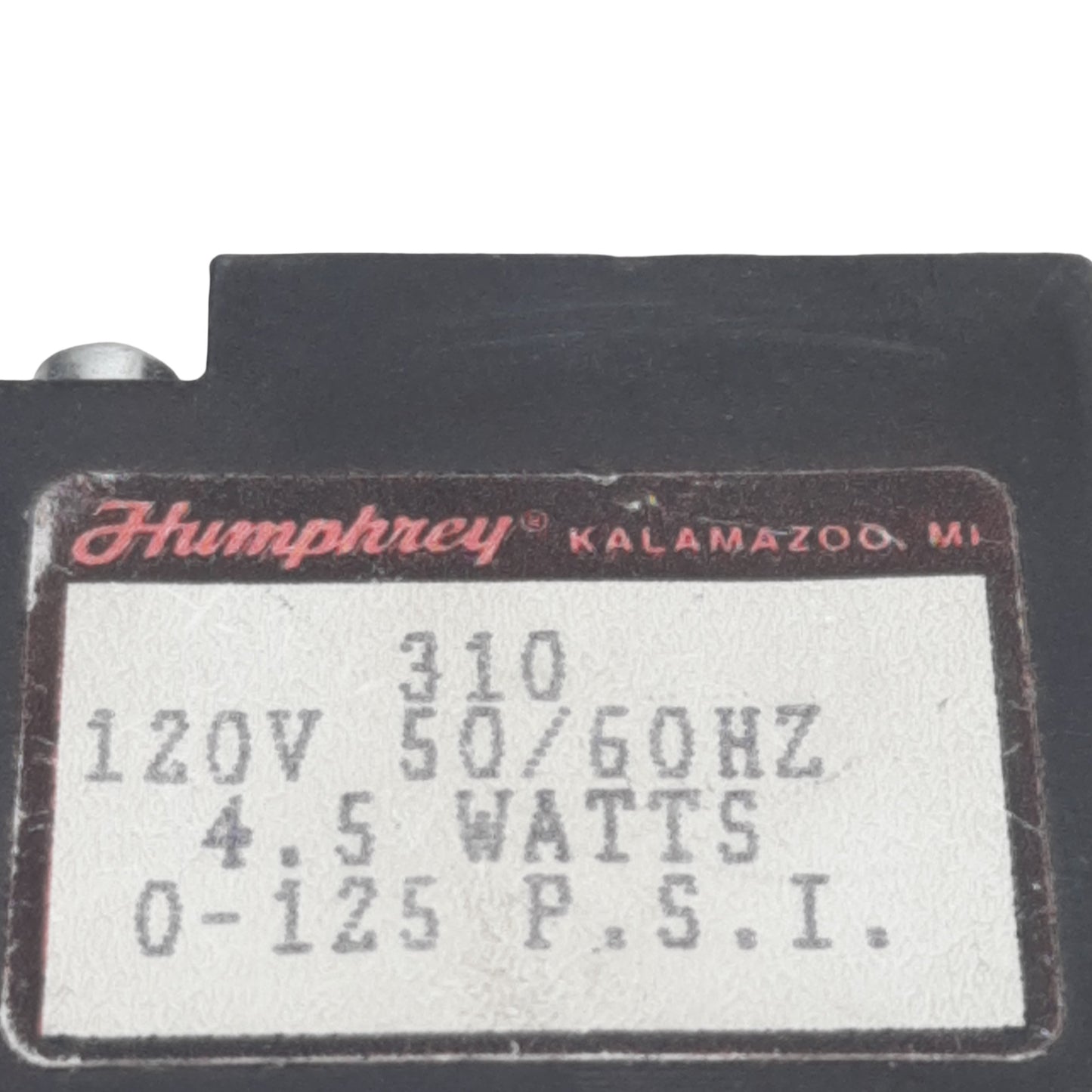 Used Humphrey 3101205060 Solenoid Valve, 3/2-Way, 1/8" NPSF, 125psi, 4.5W 120VAC Coil