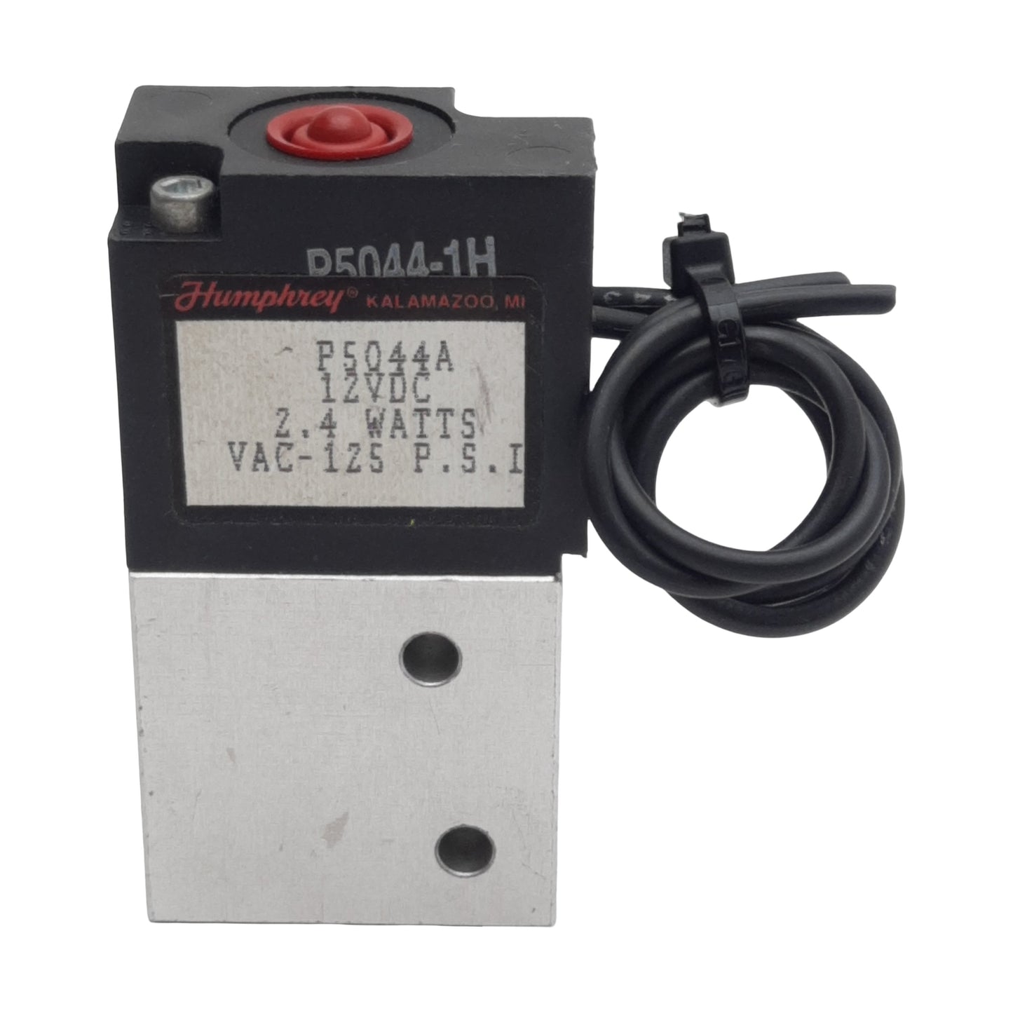 Used Humphrey P5044A Solenoid Valve, 3/2-Way, 1/8in NPT, 125psi Max, 2.4W, 12VDC Coil