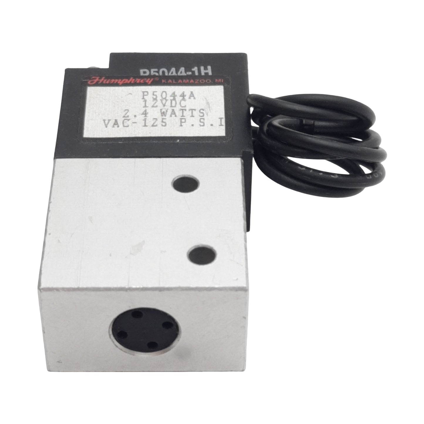 Used Humphrey P5044A Solenoid Valve, 3/2-Way, 1/8in NPT, 125psi Max, 2.4W, 12VDC Coil
