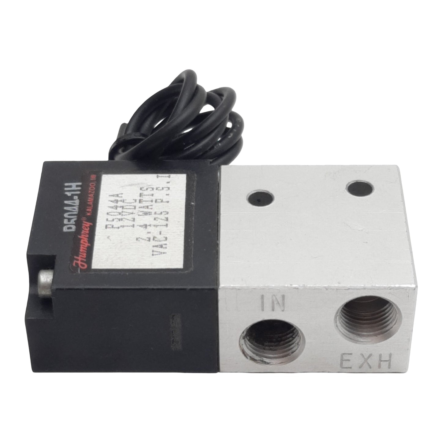 Used Humphrey P5044A Solenoid Valve, 3/2-Way, 1/8in NPT, 125psi Max, 2.4W, 12VDC Coil