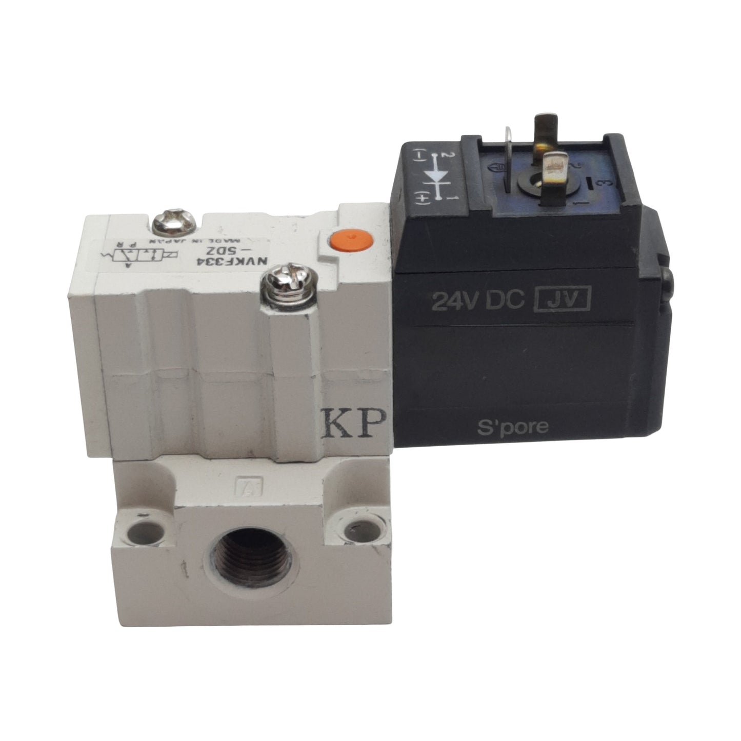 Used SMC NVKF334-5DZ-01 Solenoid Valve, 3/2-Way, 1/8in Rc, 0-0.7MPa, 24VDC Coil