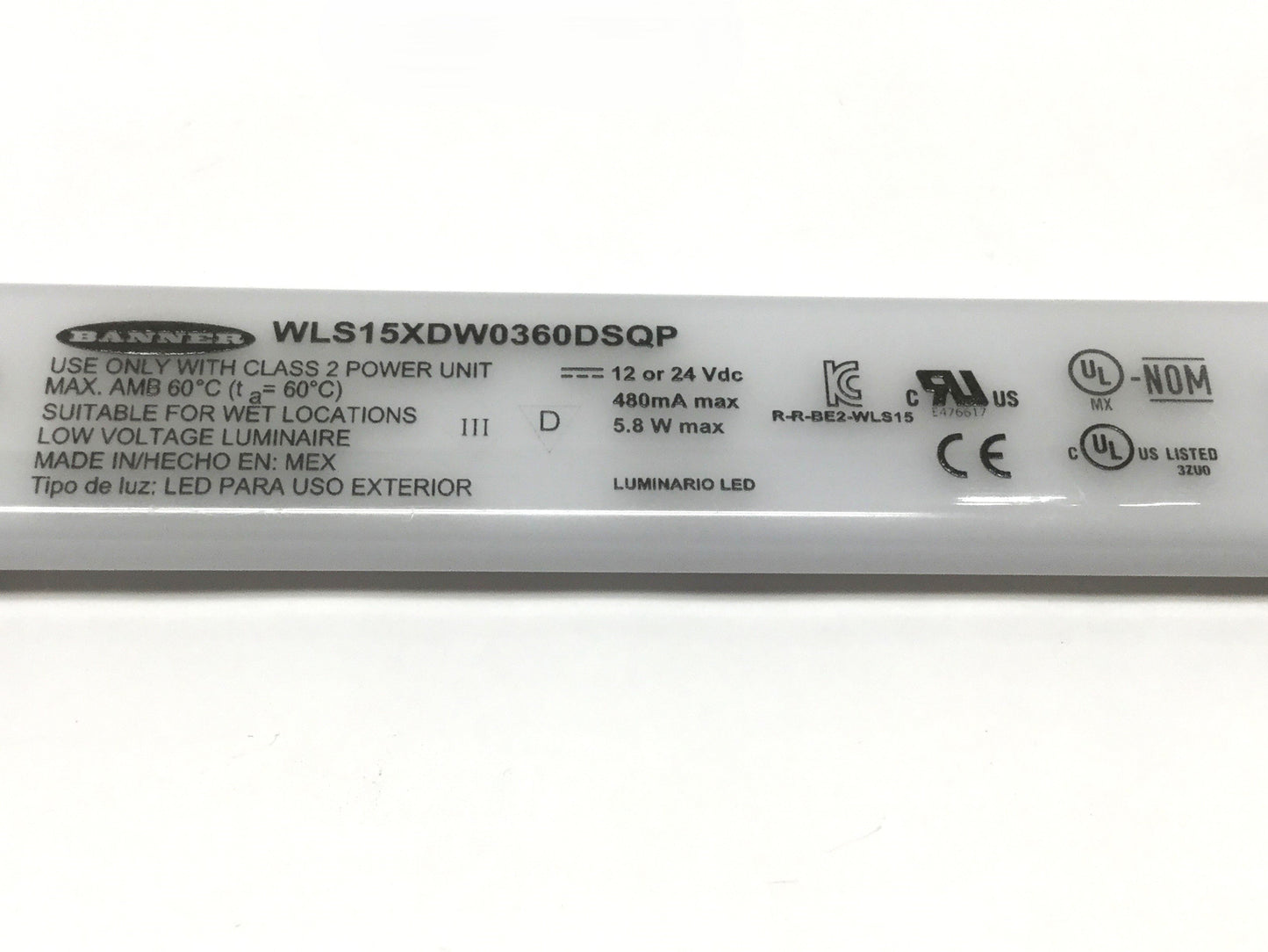 Used Banner WLS15XDW0360DSQP LED Work Light Strip, Daylight White, 360mm, 12/24VDC