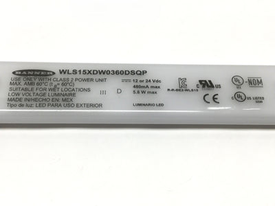 Used Banner WLS15XDW0360DSQP LED Work Light Strip, Daylight White, 360mm, 12/24VDC