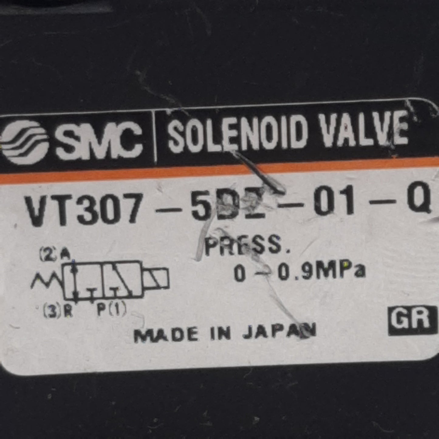 Used SMC VT307-5DZZ-01-Q Solenoid Valve, 3/2-Way, 1/8in Rc, 0-0.9MPa, 24VDC Coil