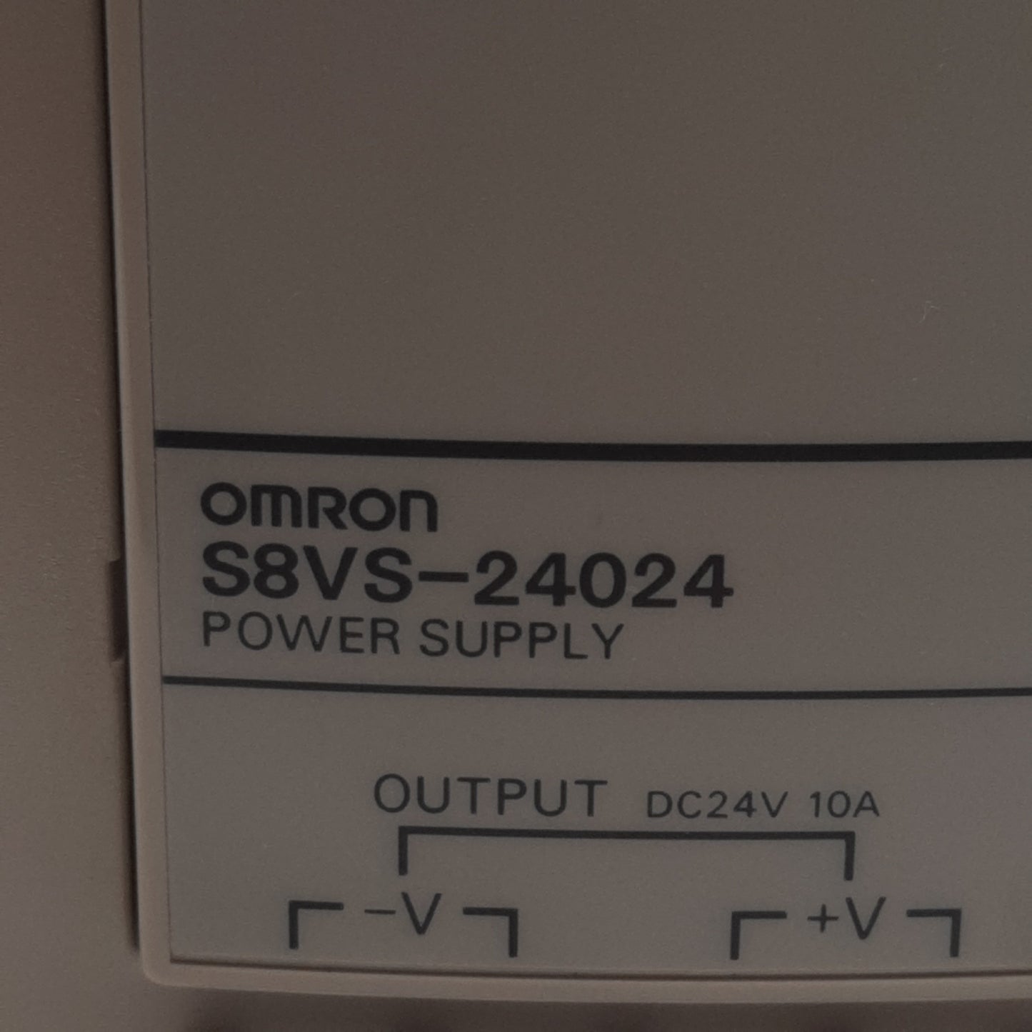 Used Omron S8VS-24024 Power Supply, 100-240VAC In, 240W, 10A 24VDC Out, DIN Rail