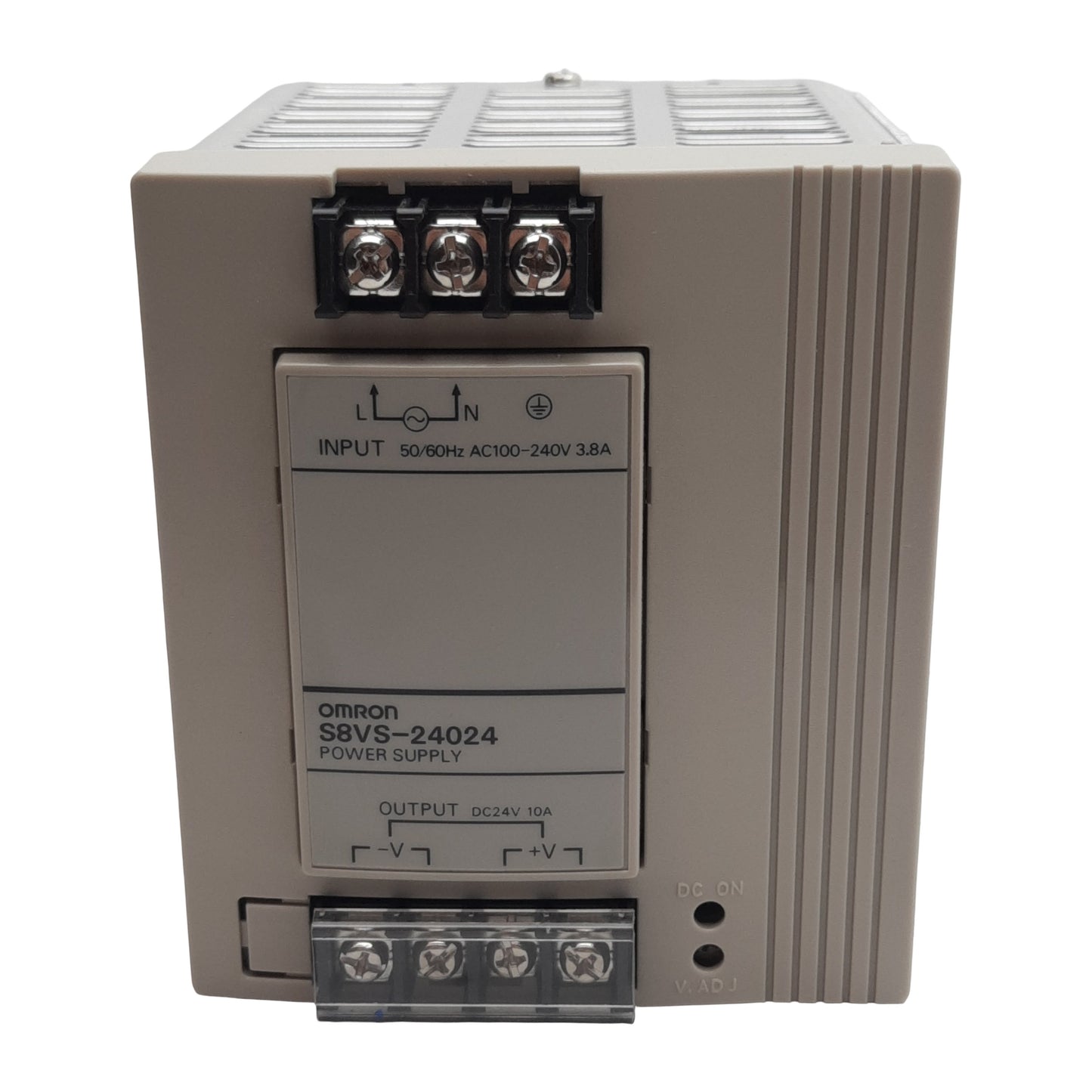 Used Omron S8VS-24024 Power Supply, 100-240VAC In, 240W, 10A 24VDC Out, DIN Rail