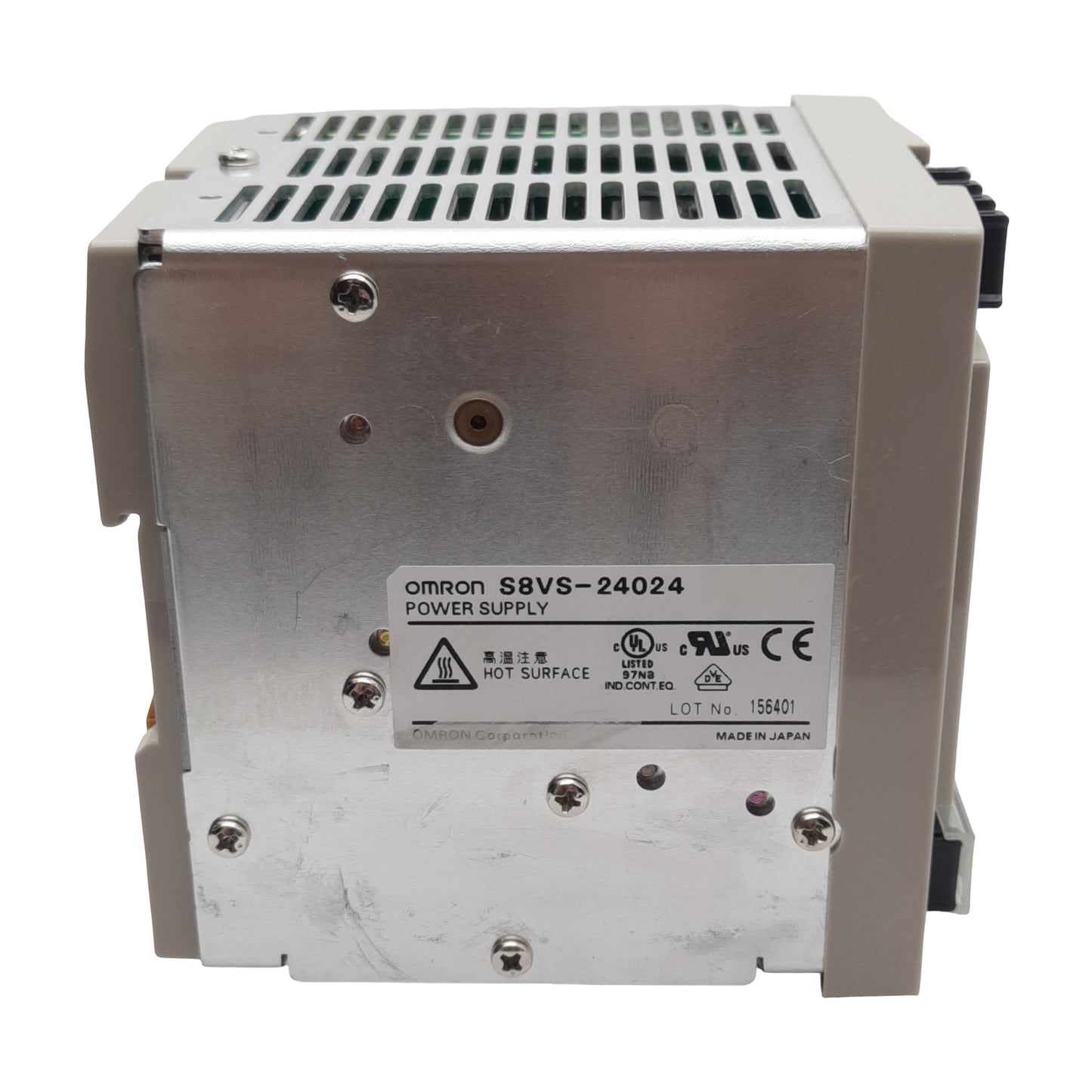 Used Omron S8VS-24024 Power Supply, 100-240VAC In, 240W, 10A 24VDC Out, DIN Rail