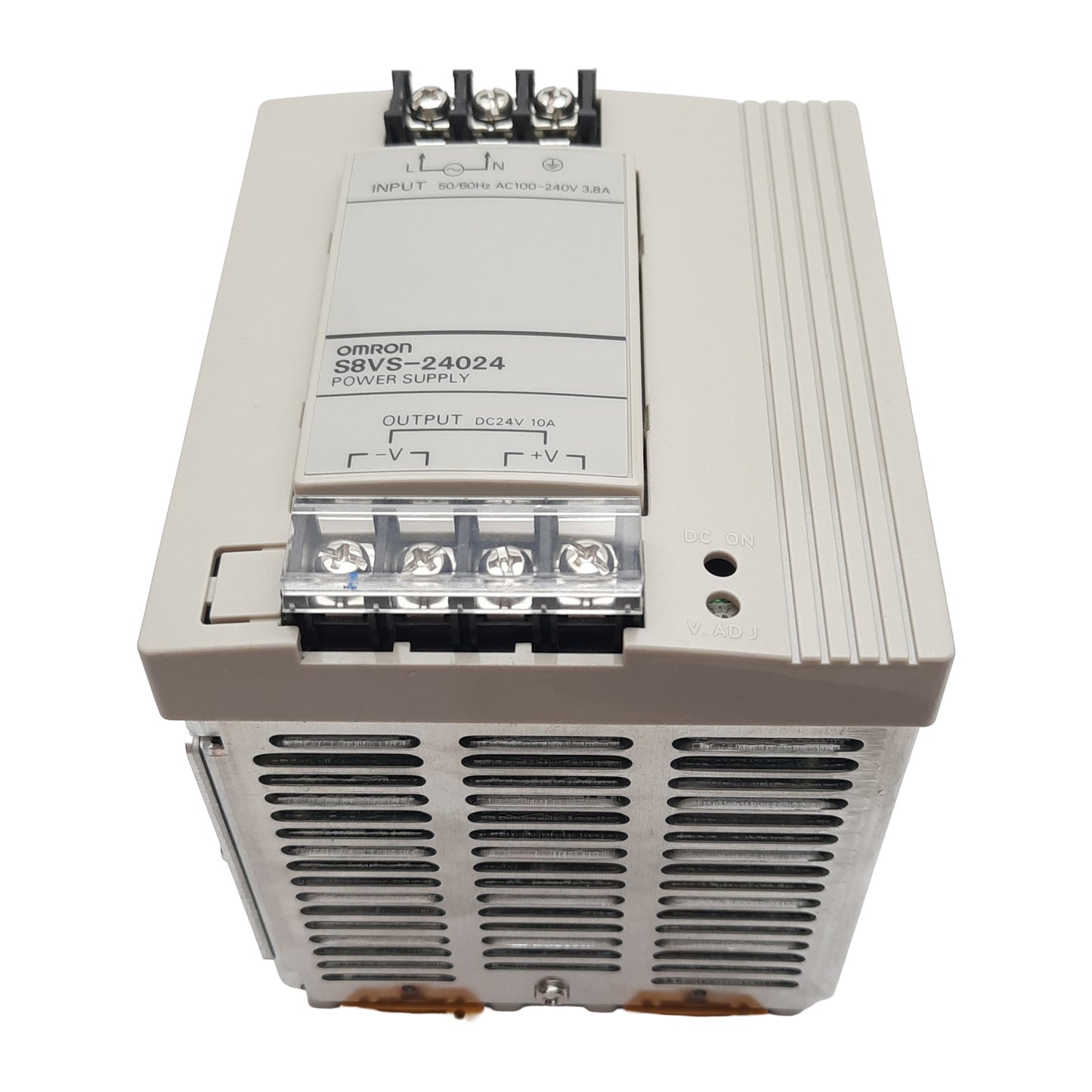 Used Omron S8VS-24024 Power Supply, 100-240VAC In, 240W, 10A 24VDC Out, DIN Rail