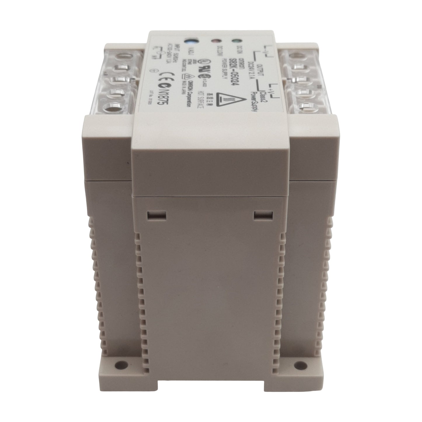 Used Omron S82K-05024 Power Supply, 100-240VAC In, 2.1A 24VDC Out, DIN Rail