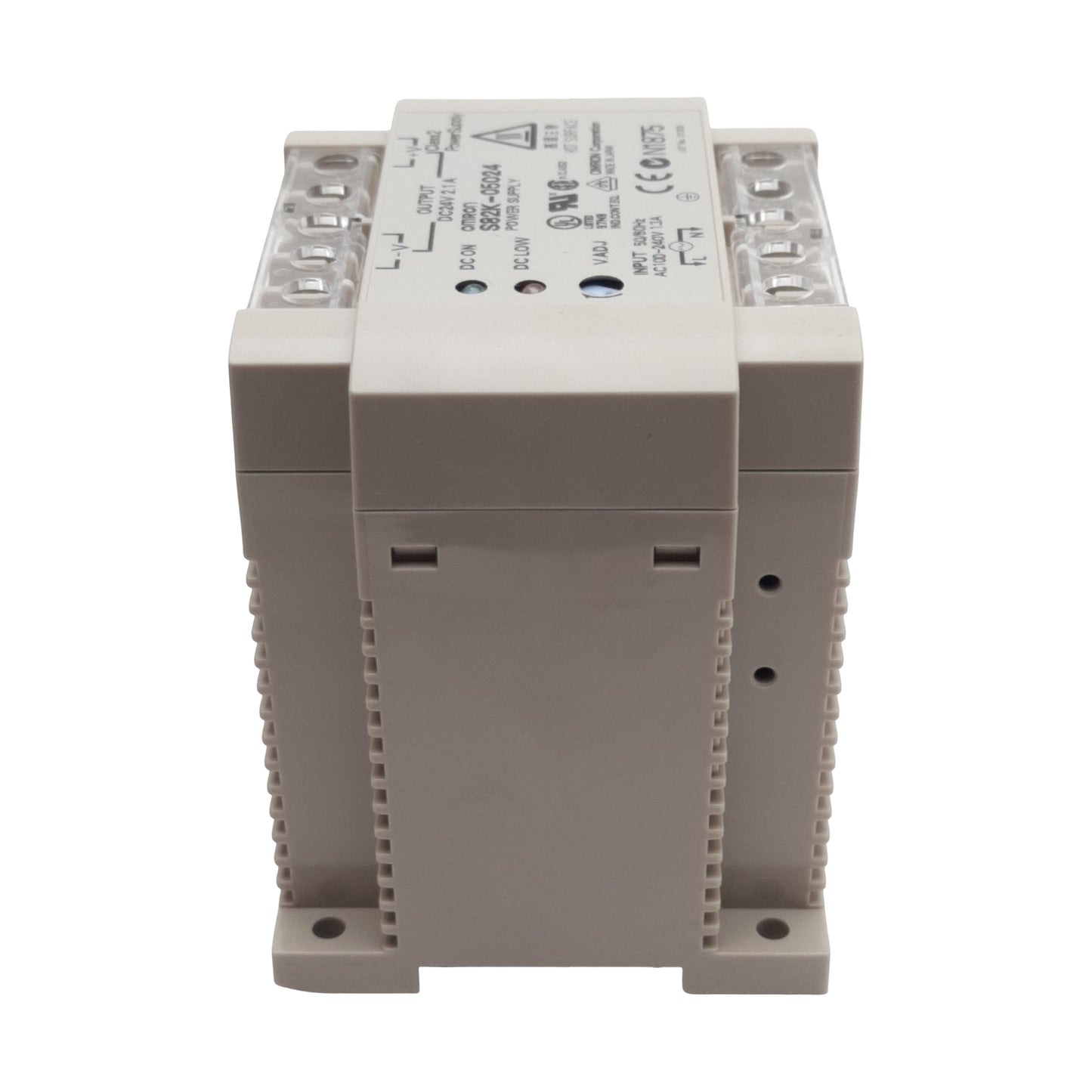 Used Omron S82K-05024 Power Supply, 100-240VAC In, 2.1A 24VDC Out, DIN Rail