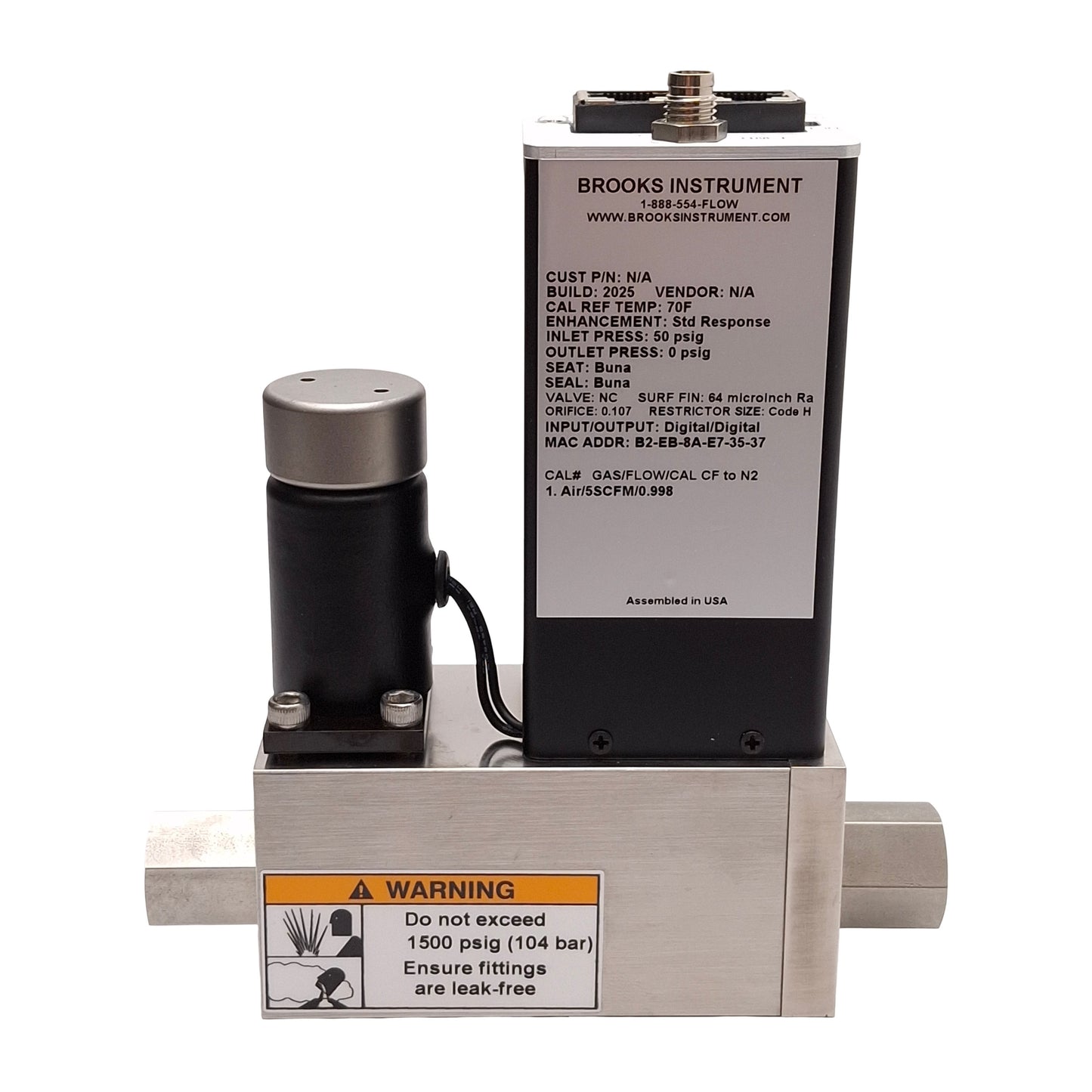 New Brooks SLA58517T1BC1A2A1 Mass Flow Meter, Air, 5SCFM, 50psig, Rc1/4, 13.5-24VDC