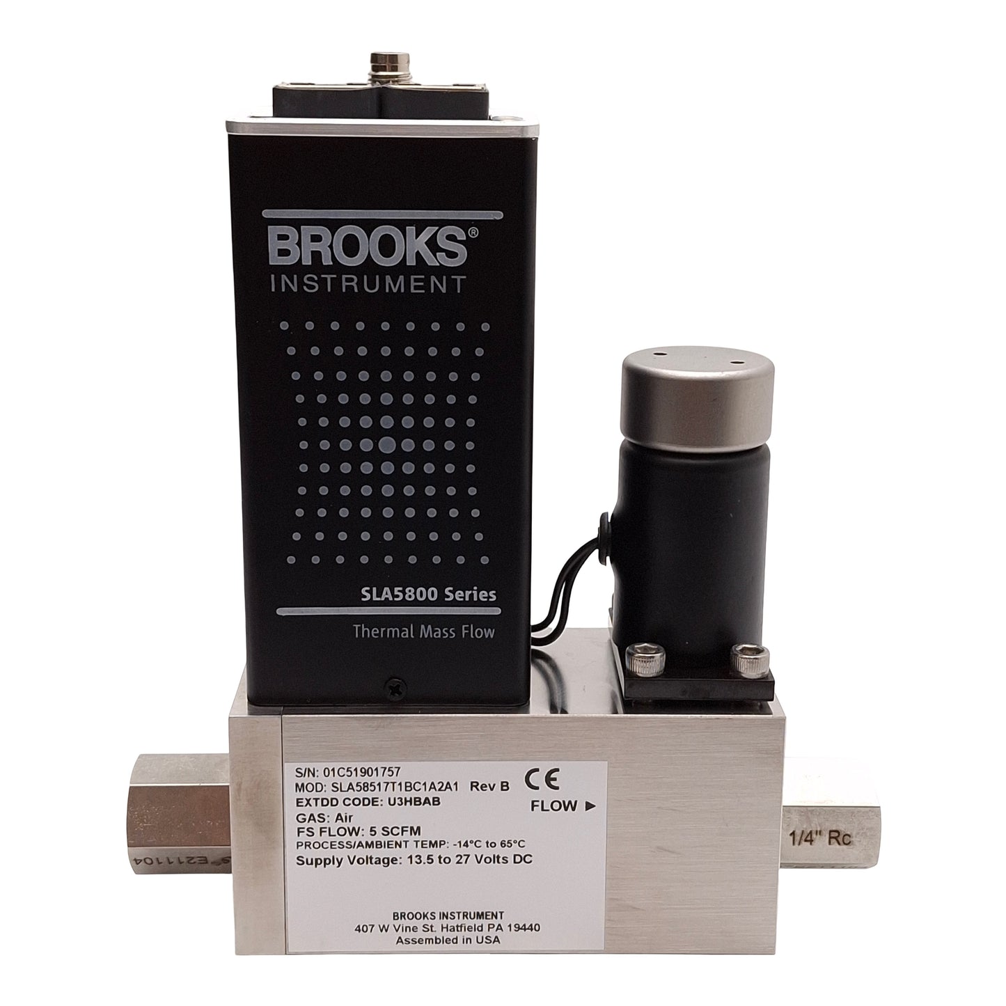New Brooks SLA58517T1BC1A2A1 Mass Flow Meter, Air, 5SCFM, 50psig, Rc1/4, 13.5-24VDC
