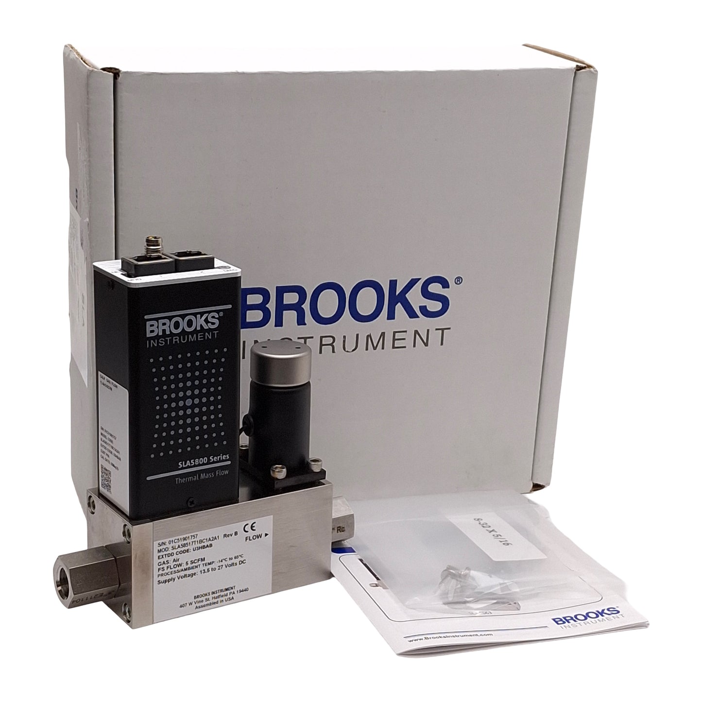 New Brooks SLA58517T1BC1A2A1 Mass Flow Meter, Air, 5SCFM, 50psig, Rc1/4, 13.5-24VDC