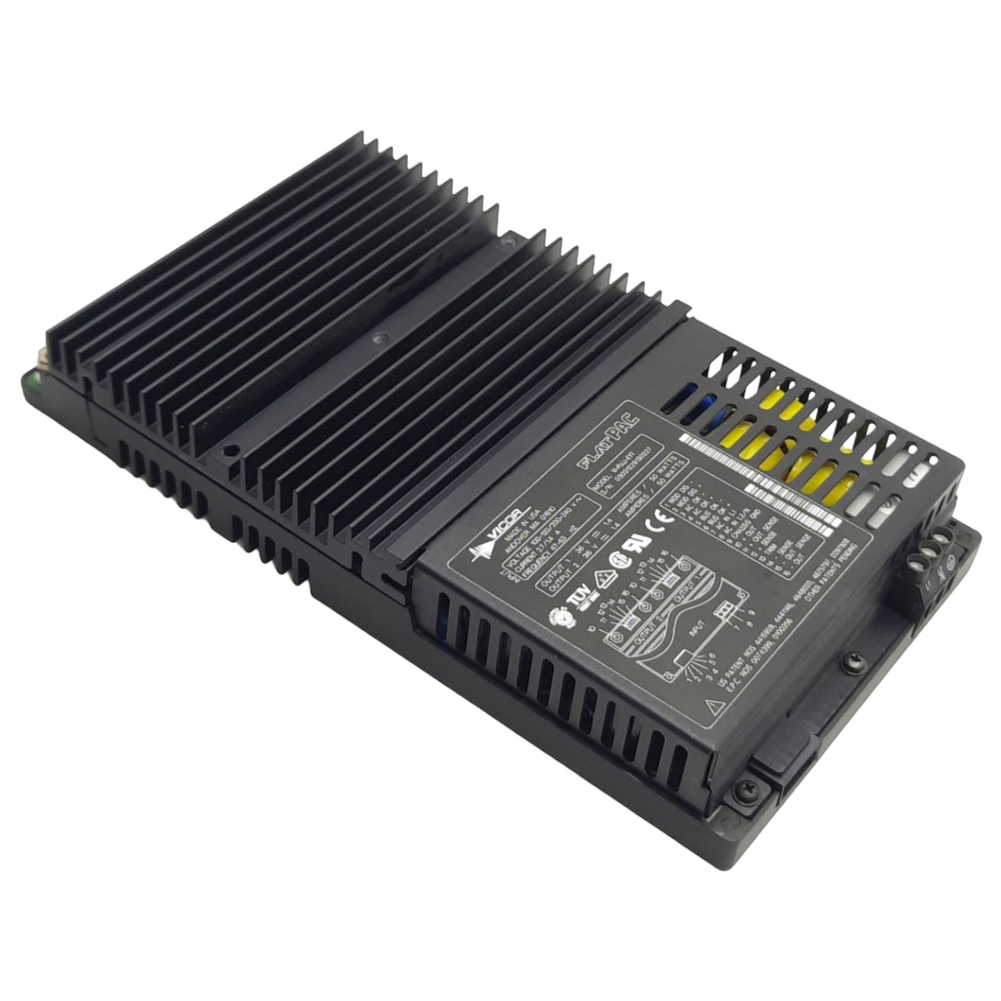Used Vicor VI-PUJJ-EYY Flat Pac Power Supply, 2x Output 36VDC 1.4A 50W, 120/240VAC In