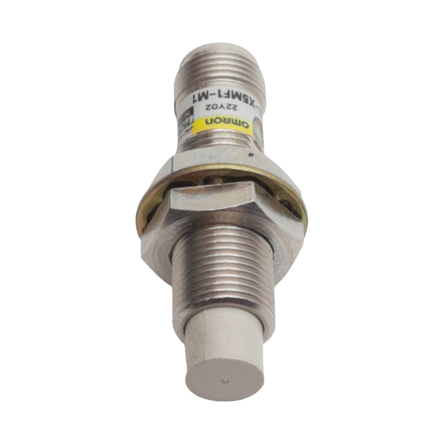 Used Omron E2E-X5MF1-M1 Proximity Sensor, PNP NO, 5mm Range, 12-24VDC, 4-Pin M12