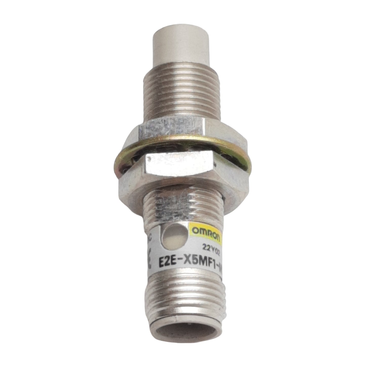 Used Omron E2E-X5MF1-M1 Proximity Sensor, PNP NO, 5mm Range, 12-24VDC, 4-Pin M12