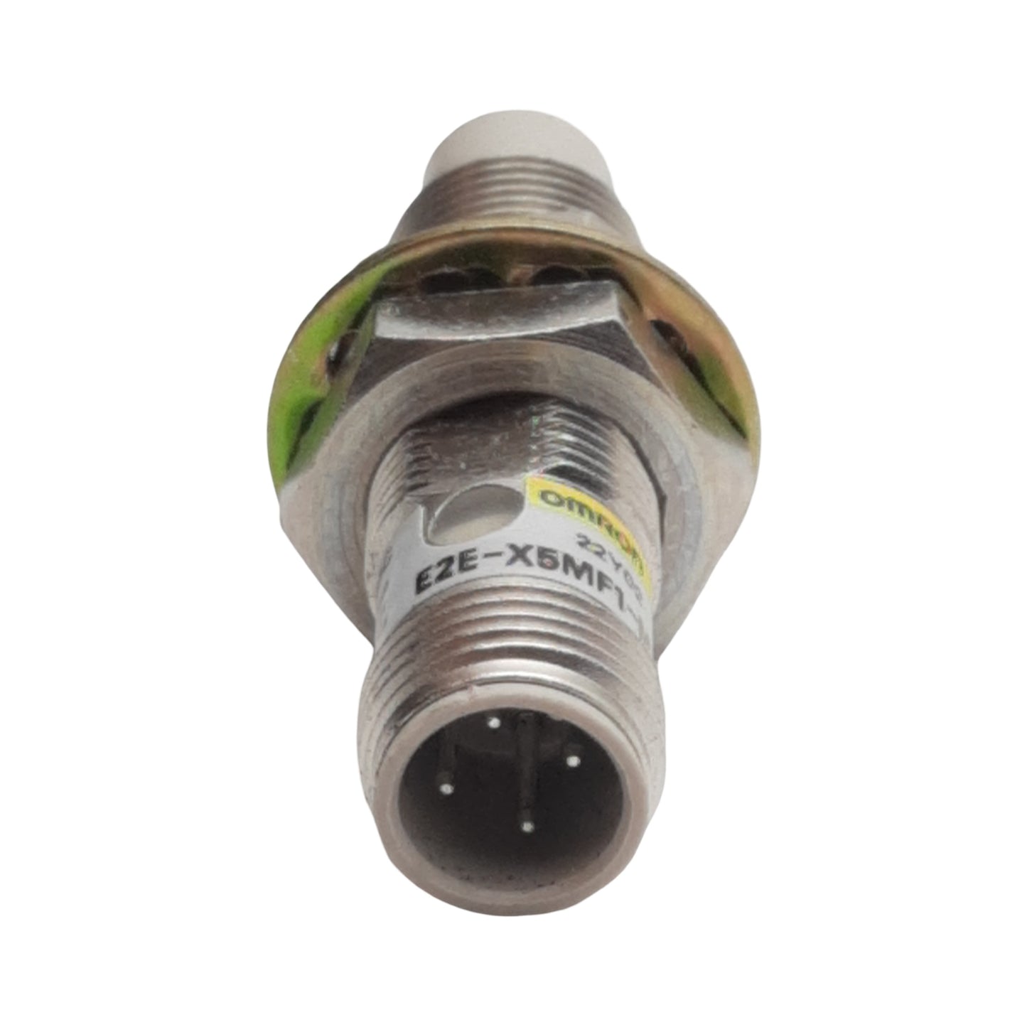Used Omron E2E-X5MF1-M1 Proximity Sensor, PNP NO, 5mm Range, 12-24VDC, 4-Pin M12
