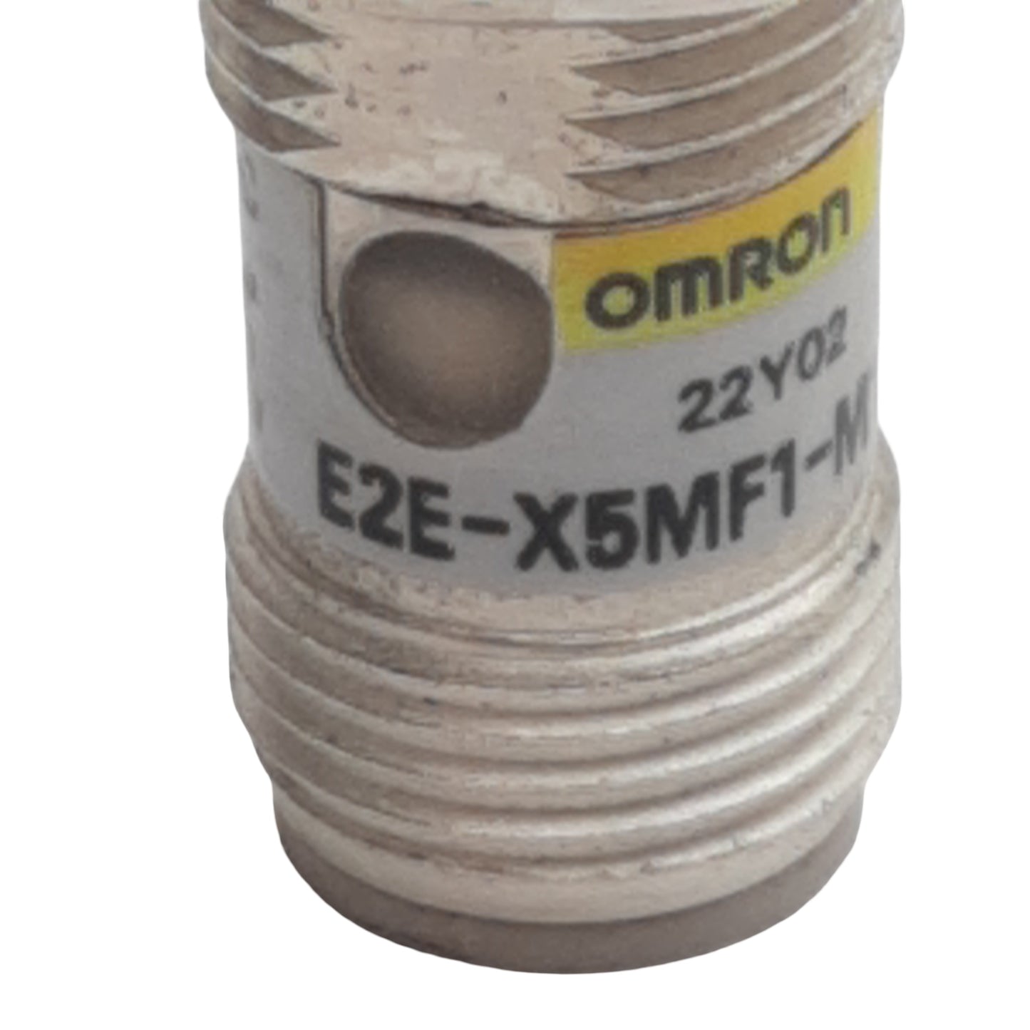 Used Omron E2E-X5MF1-M1 Proximity Sensor, PNP NO, 5mm Range, 12-24VDC, 4-Pin M12