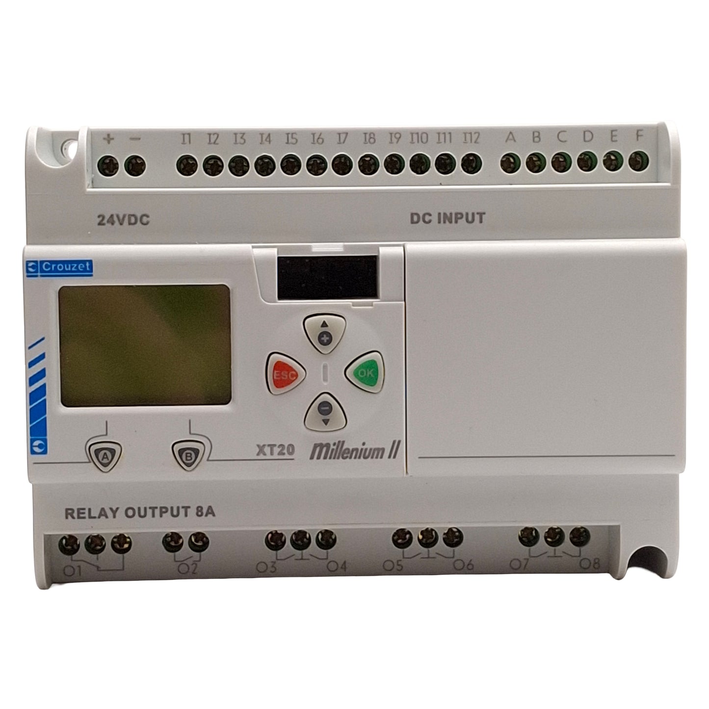 Used Crouzet 88950061 Millenium II XT20 Relay Module, 12 PNP Input, 8 Relay Output