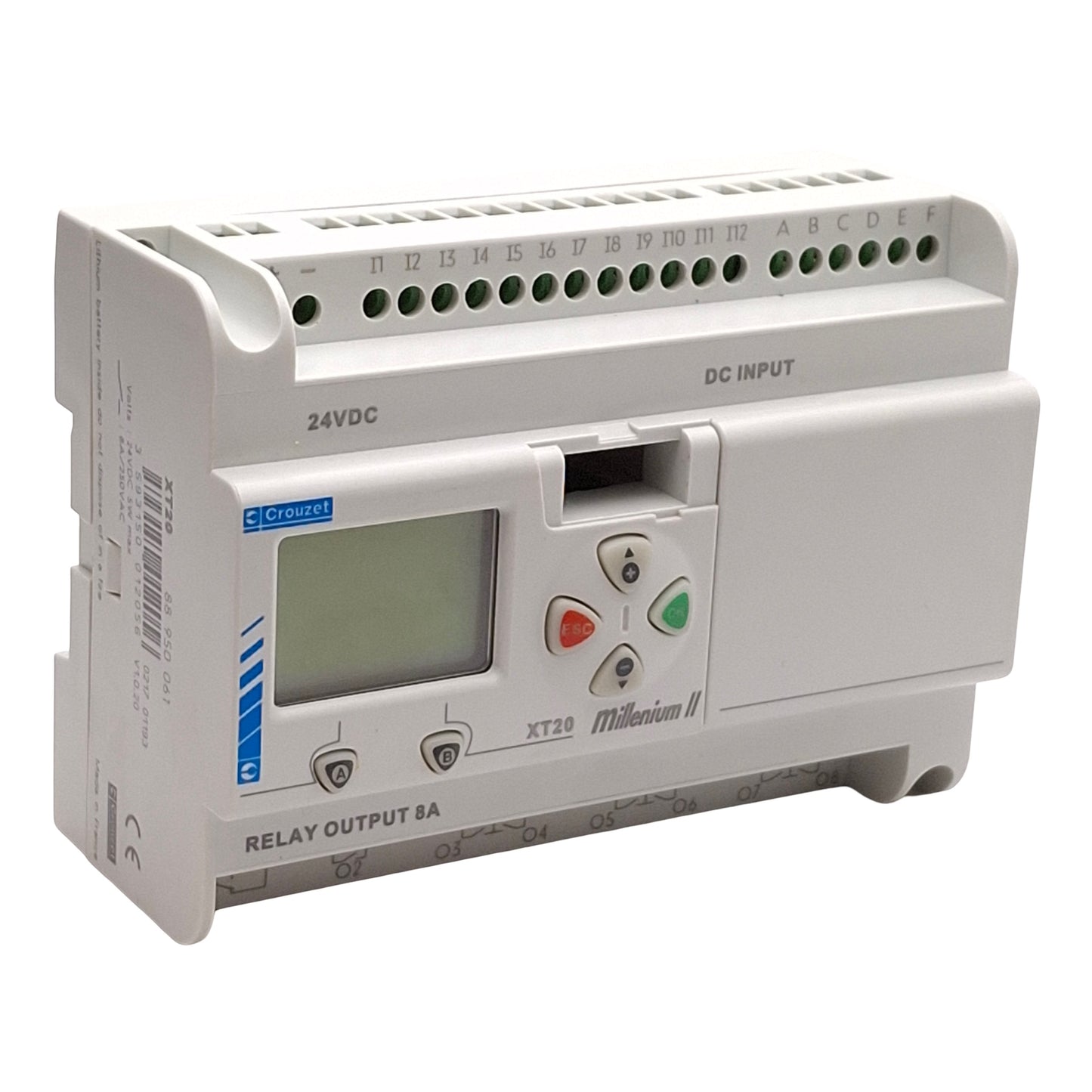 Used Crouzet 88950061 Millenium II XT20 Relay Module, 12 PNP Input, 8 Relay Output