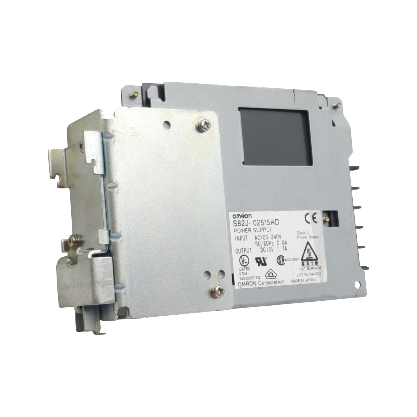 Used Omron S82J-02515AD Power Supply, 100-240VAC In, 1.7A 15VDC Out, 25W, DIN Rail