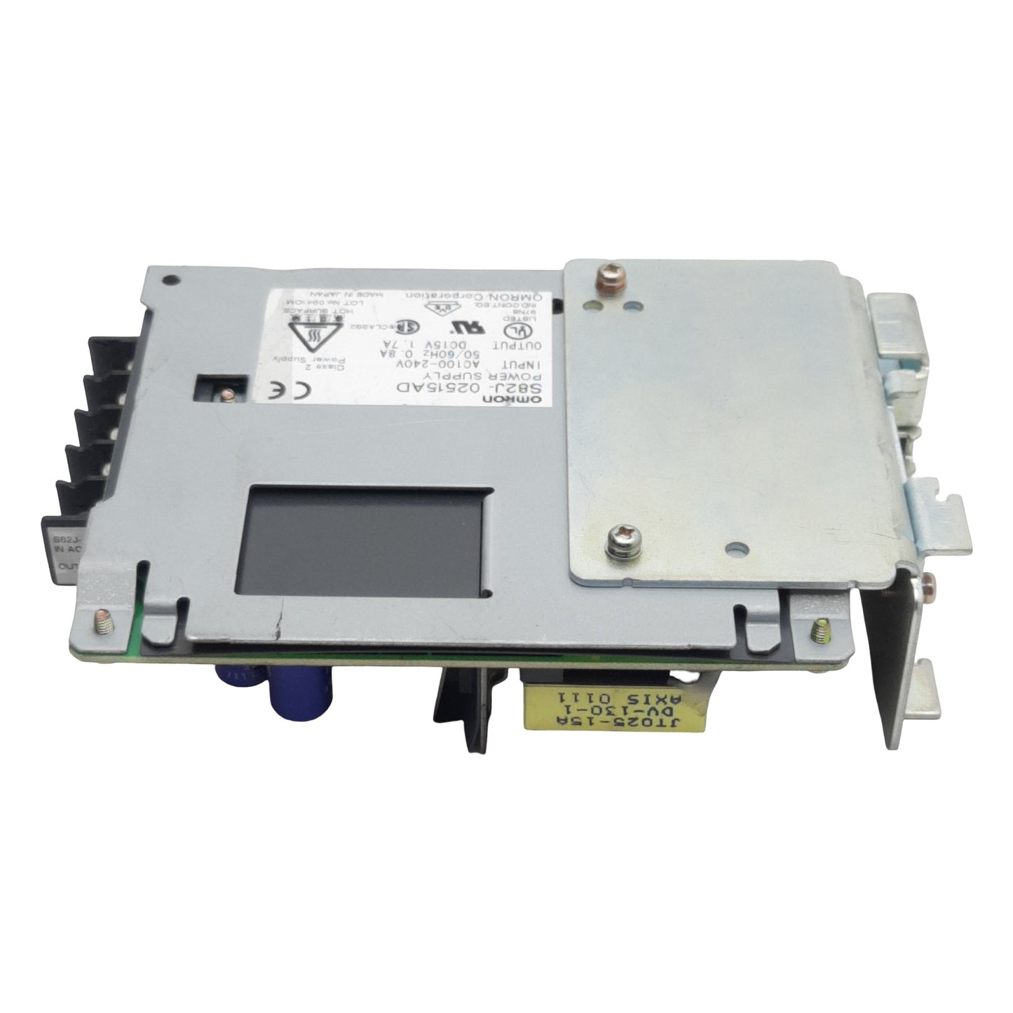 Used Omron S82J-02515AD Power Supply, 100-240VAC In, 1.7A 15VDC Out, 25W, DIN Rail