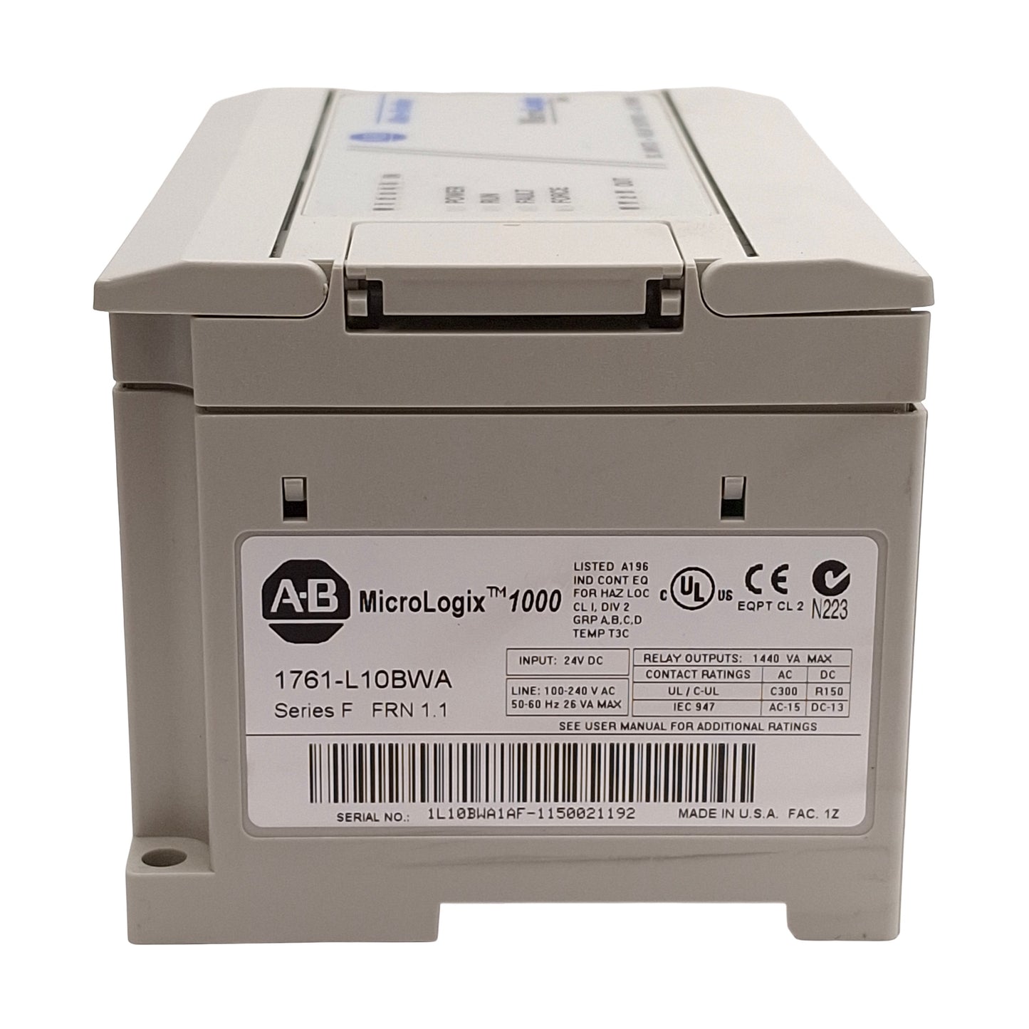 Used Allen Bradley 1761-L10BWA MicroLogix 1000 Controller, 6 DC Input, 4 Relay Output