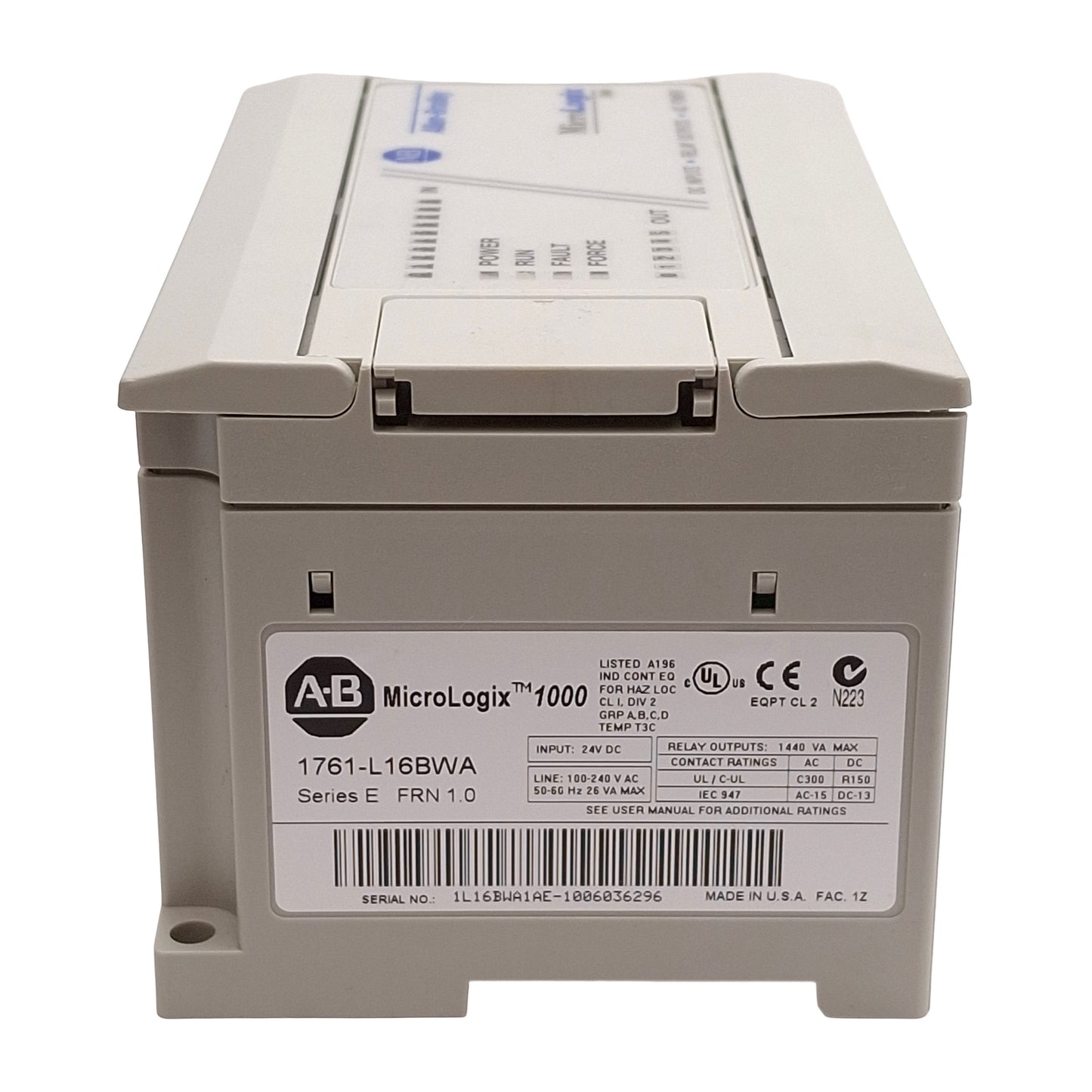 Used Allen Bradley 1761-L16BWA MicroLogix 1000 Controller, 10x DC IN, 6x Relay OUT