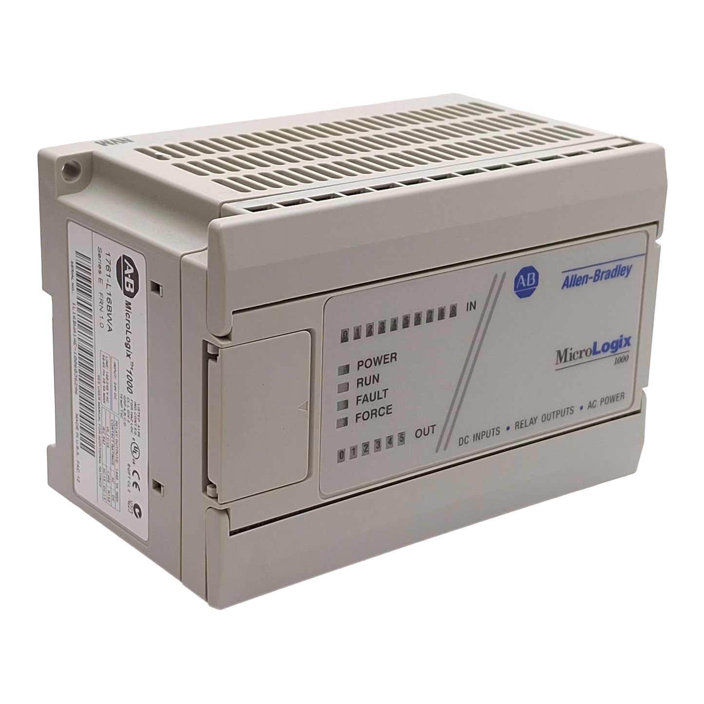 Used Allen Bradley 1761-L16BWA MicroLogix 1000 Controller, 10x DC IN, 6x Relay OUT