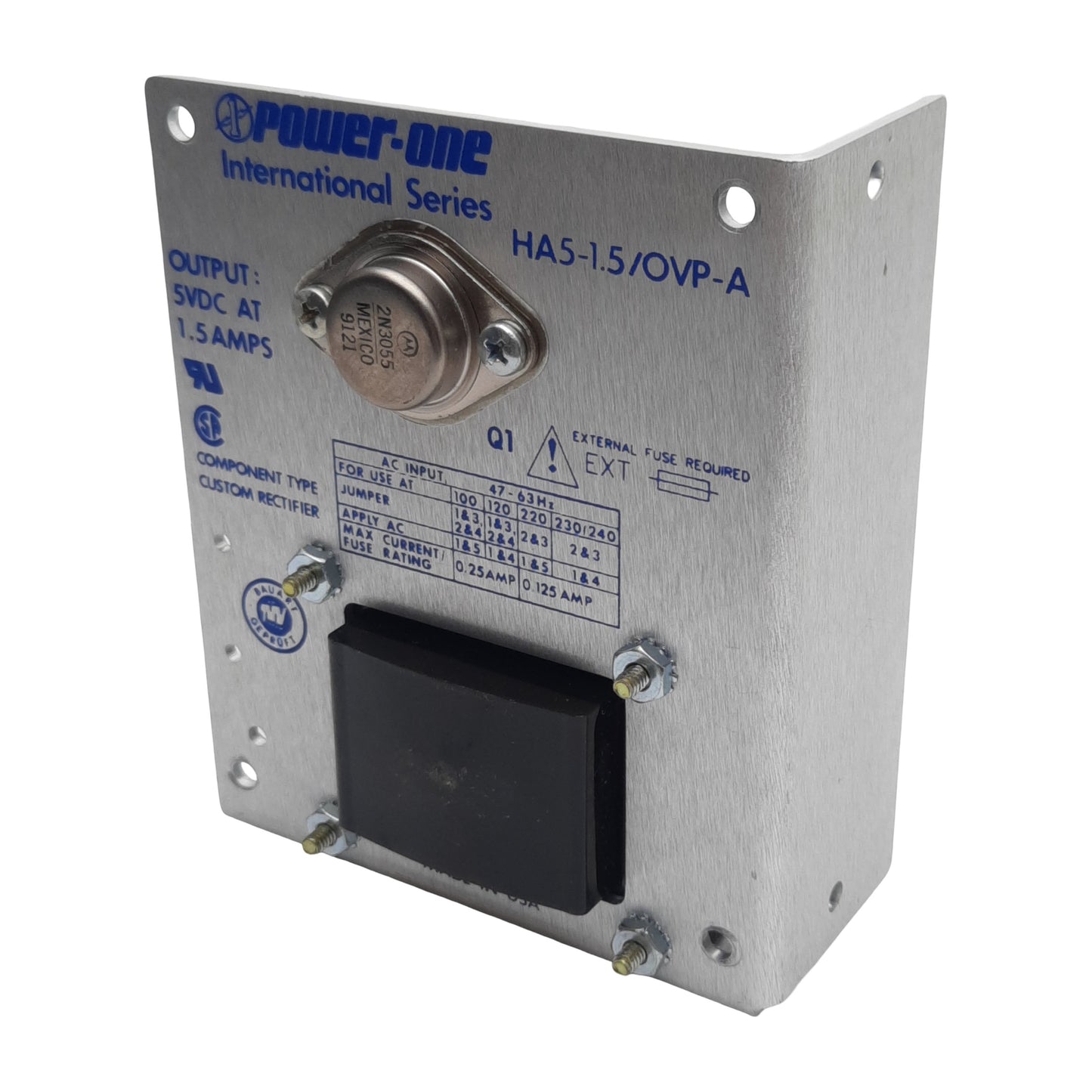 Used Power-One HA5-1.5/OVP-A Power Supply, 100/240VAC In, 1.5A 5VDC Out, Panel Mount