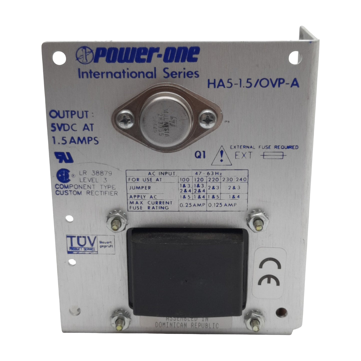 New – Open box Power-One HA5-1.5/OVP-A Power Supply, 100/240VAC In, 5VDC 1.5A Out, Panel Mount