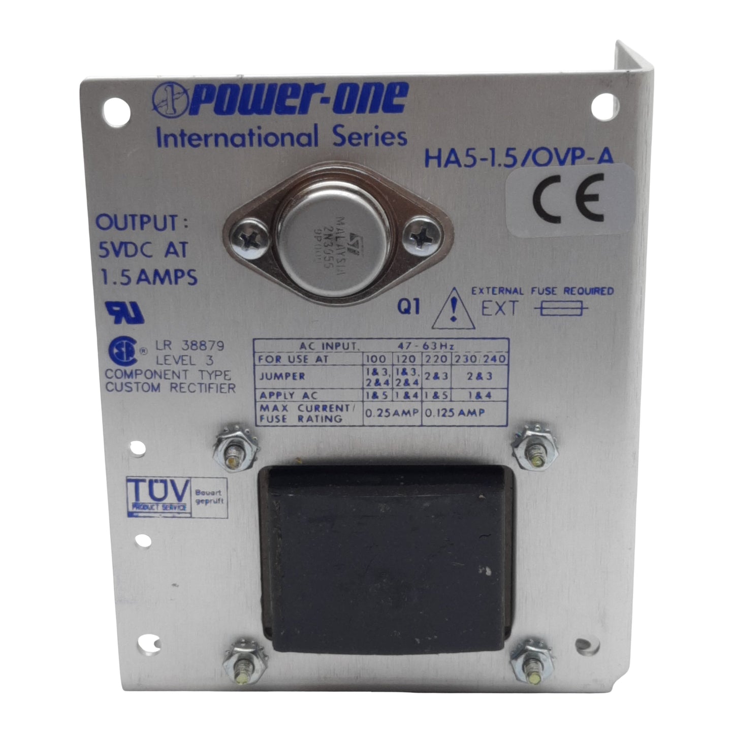 New Power-One HA5-1.5/OVP-A Power Supply, 100/240VAC In, 5VDC 1.5A Out Panel Mount