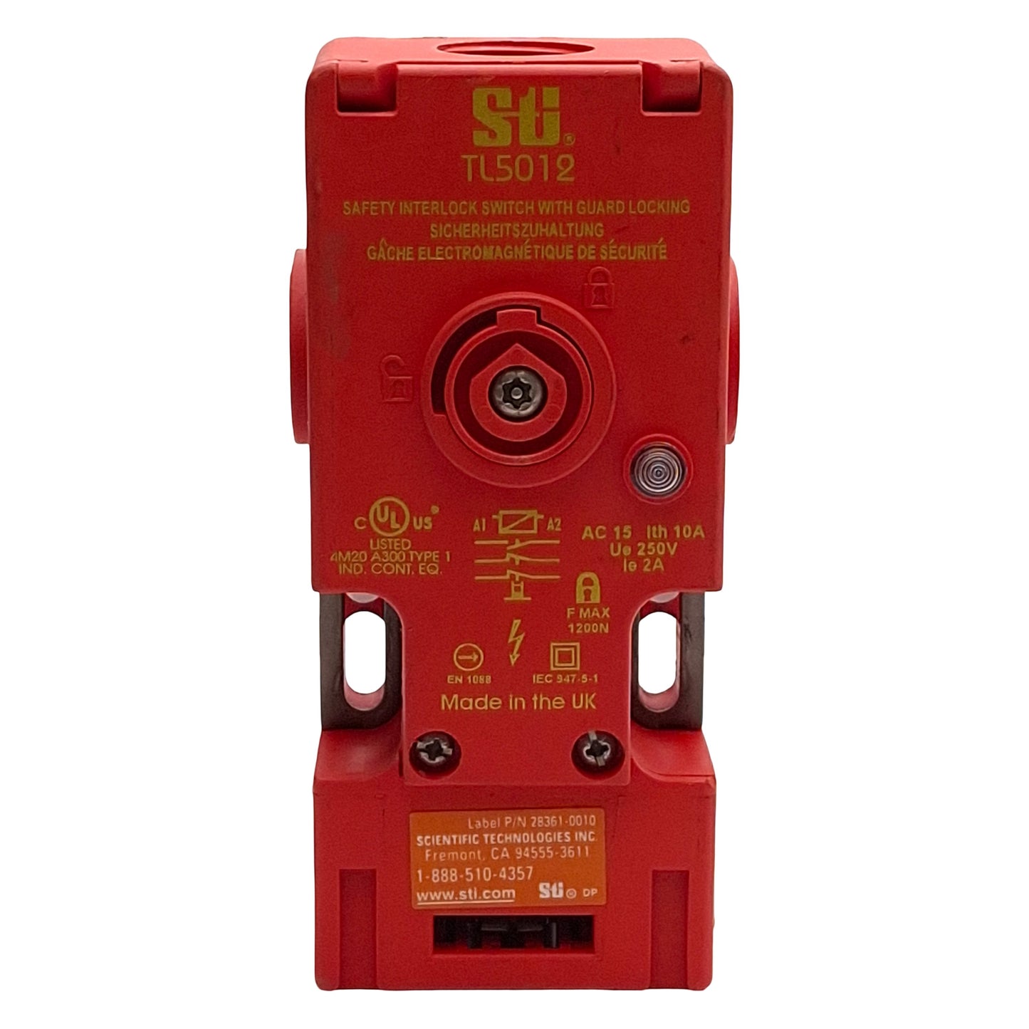 Used Omron STI 44530-0010 TL5012 Safety Interlock Switch, 2NC+1NO, 24VAC/DC *No Key*
