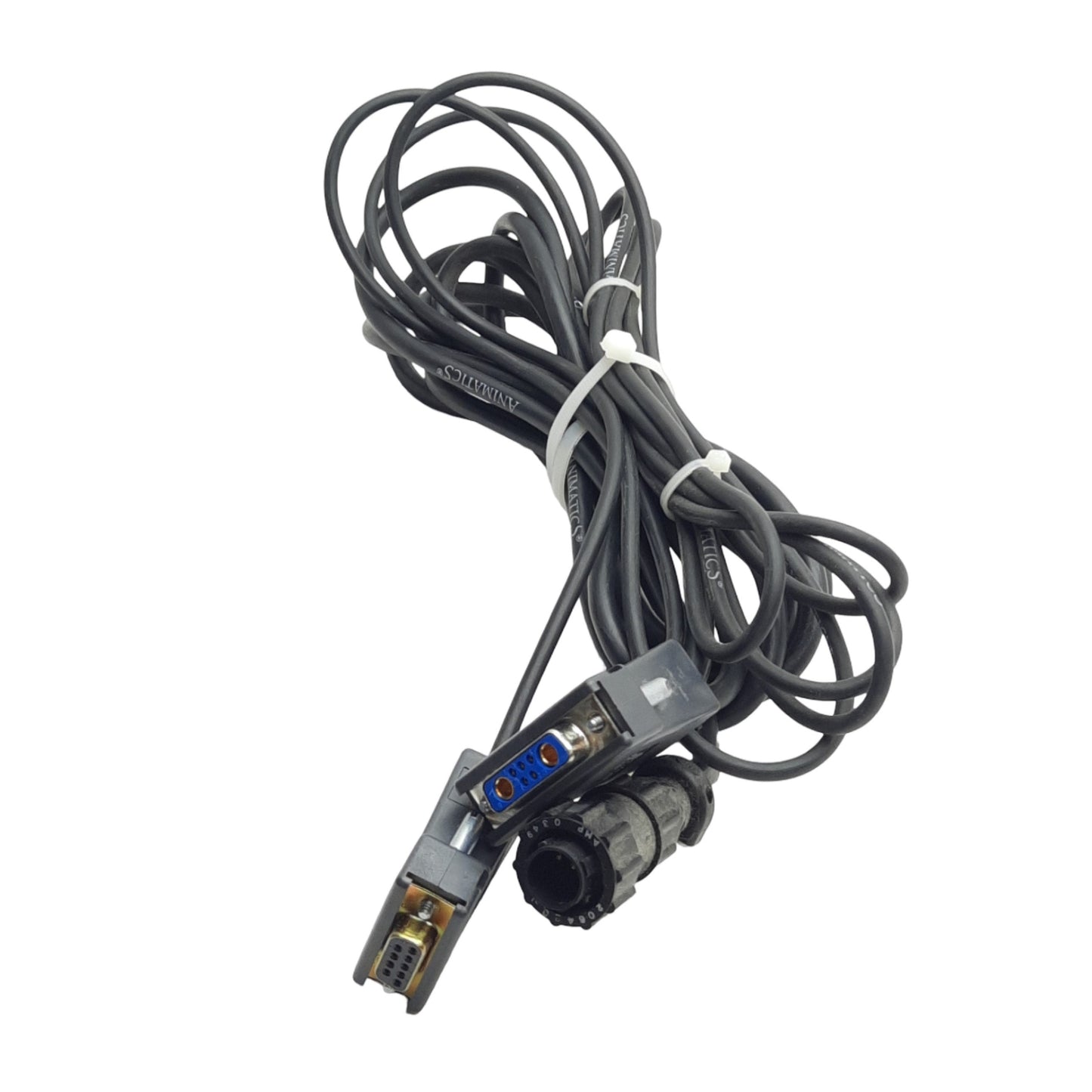 Used Animatics PSV Series Servo Motor Power Cable, 4-Pin DIN, 15-Pin D-Sub, 7W2 Combo