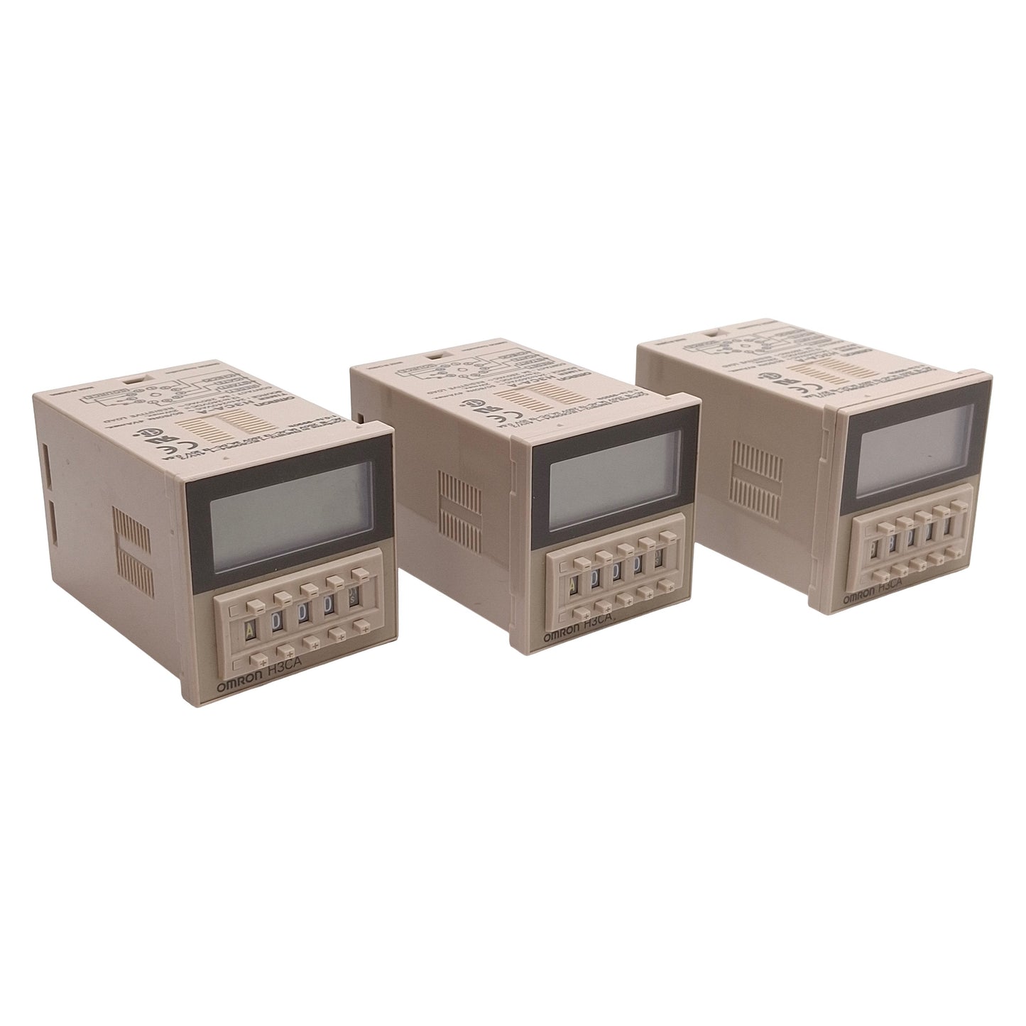Used Lot of 3 Omron H3CA-A Solid-State Digital Timer 0.1s- 9990hr 240VAC/DC 1/16 DIN