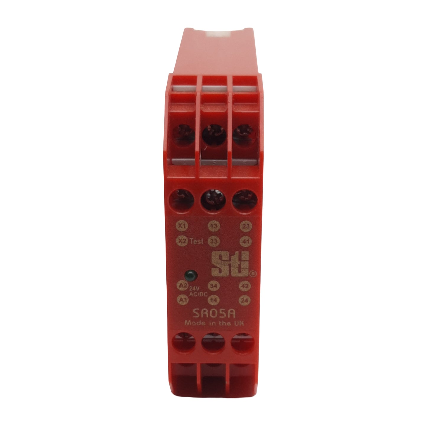 Used STI SR05A Single Channel Monitoring Safety Relay, 3NO + 1NC, 24VAC/VDC, DIN Rail