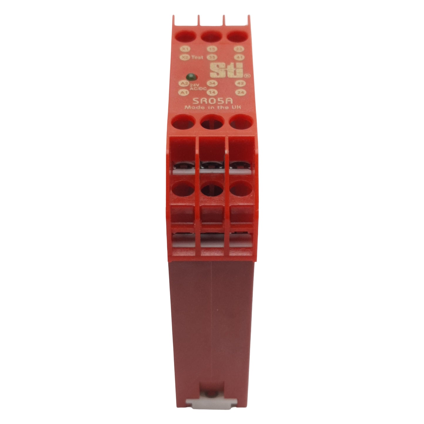 Used STI SR05A Single Channel Monitoring Safety Relay, 3NO + 1NC, 24VAC/VDC, DIN Rail