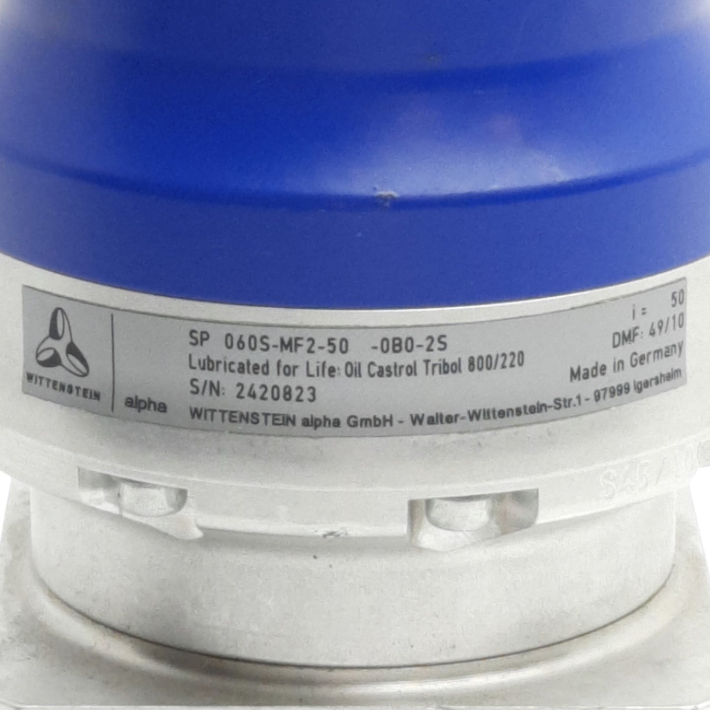 Used Wittenstein Alpha SP060S-MF2-50-0B0-2S Planetary Gearbox, 50:1, 67Nm Max