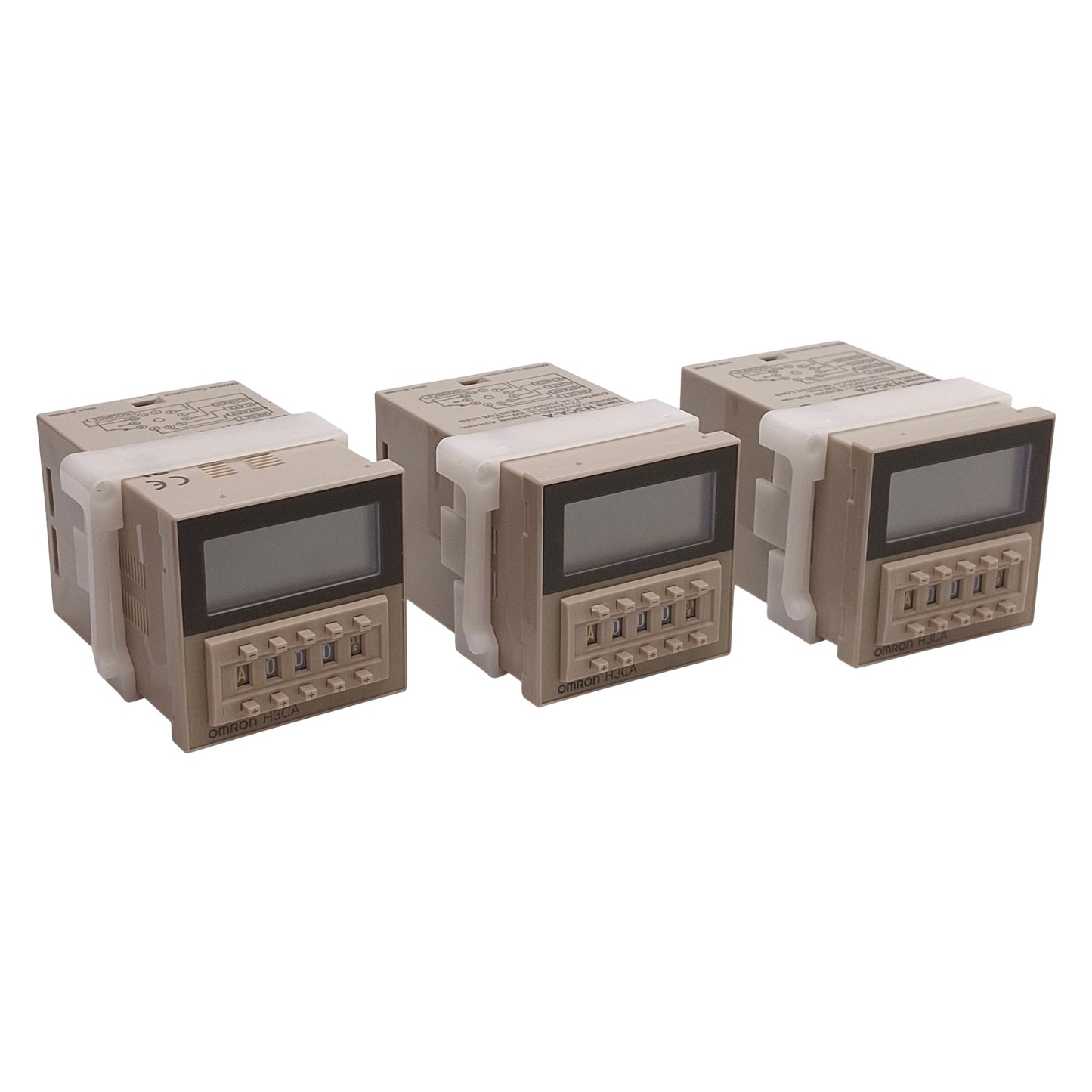 Used Lot of 3 Omron H3CA-A Solid-State Digital Timer, 0.1s- 9990hr 240VAC/DC 1/16 DIN