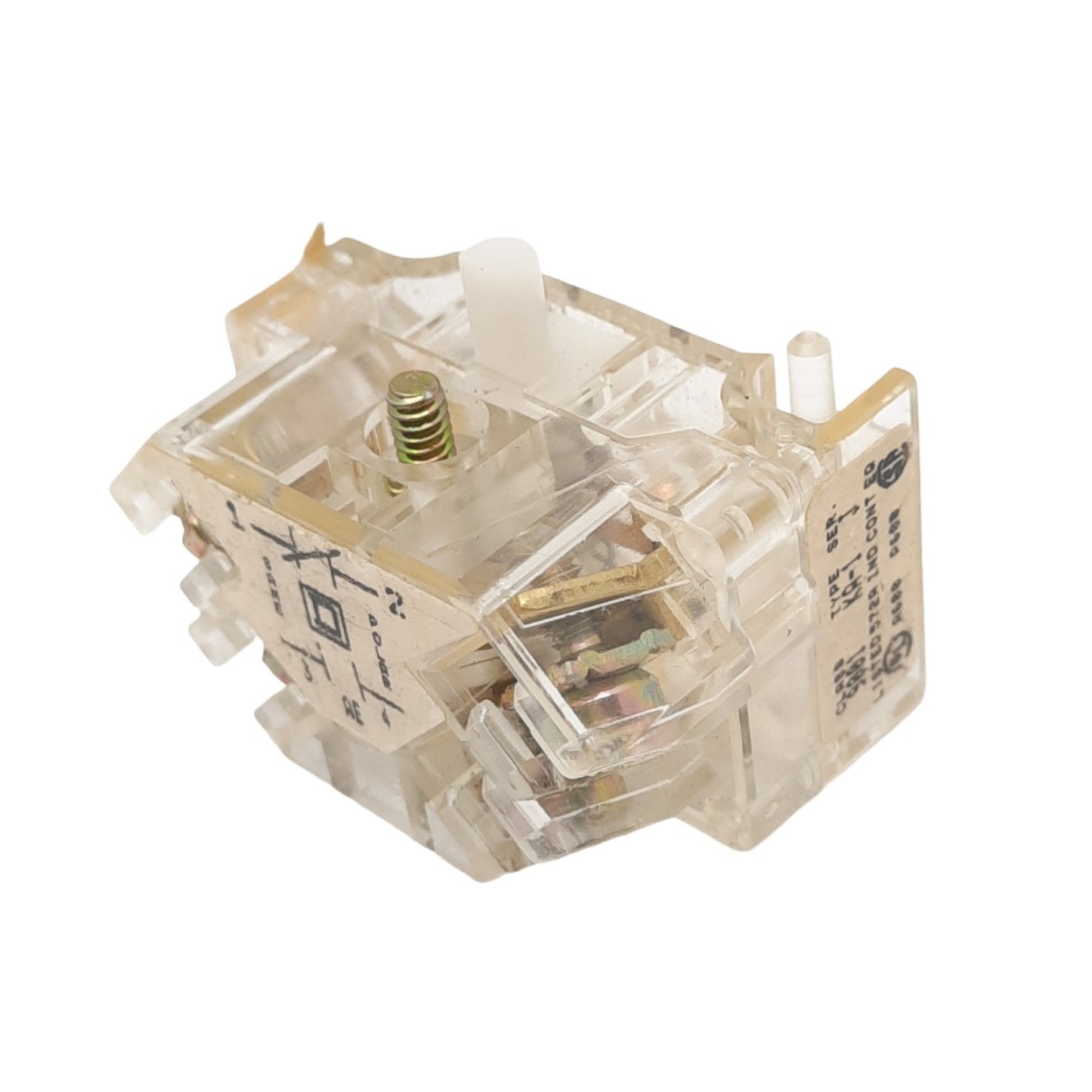 Used Square D 9001KA1 Contact Block for ø30mm Button, 1N.O. + 1N.C., 600V 10A Max